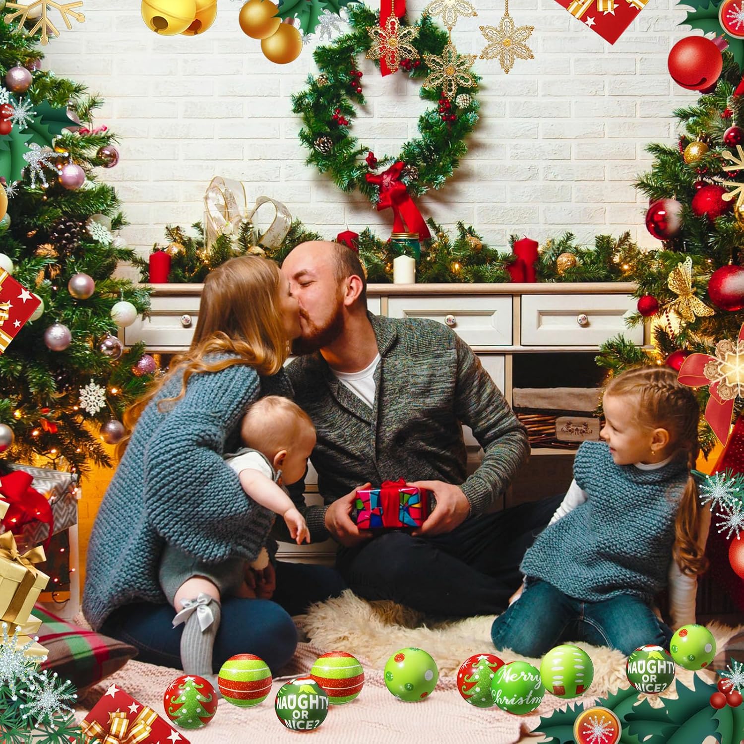 Kasyat 24 Pcs Christmas Stress Ball Bulk 2.5 Inch Christmas Green Foam PU Stress Relief Balls Relief Squeeze Xmas Balls Toys for Party Favors Stocking Stuffers Gifts Goodie Bag Fillers - Image 5