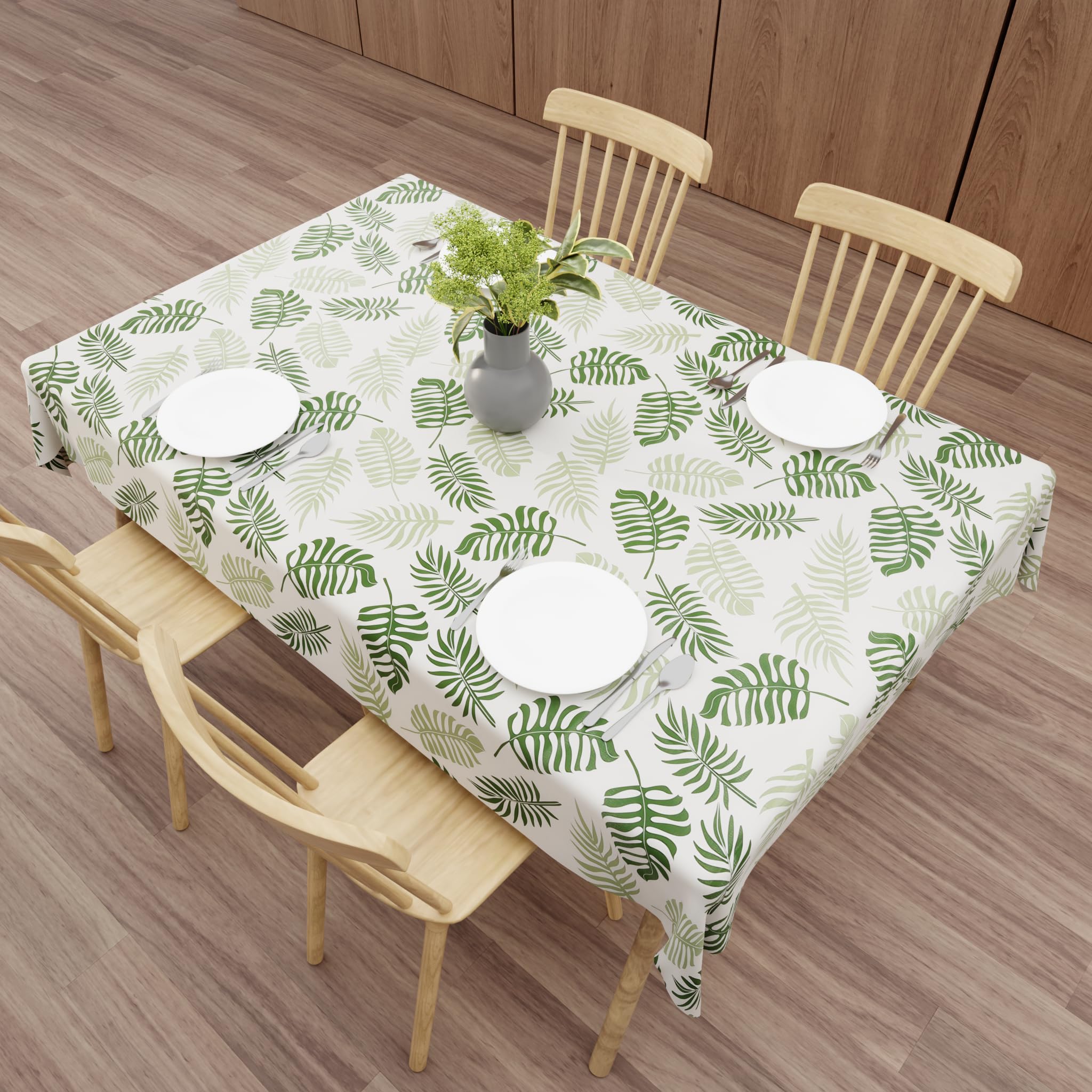 Wings Star Dining Table Cover for 6 Seater, 60 x 90 inch Size, Waterproof and Dustproof Table Sheet,Dining Table 6 Seater Waterproof Cover (Green Leaf, Dining Table Cover (60x90 Inch)) 3