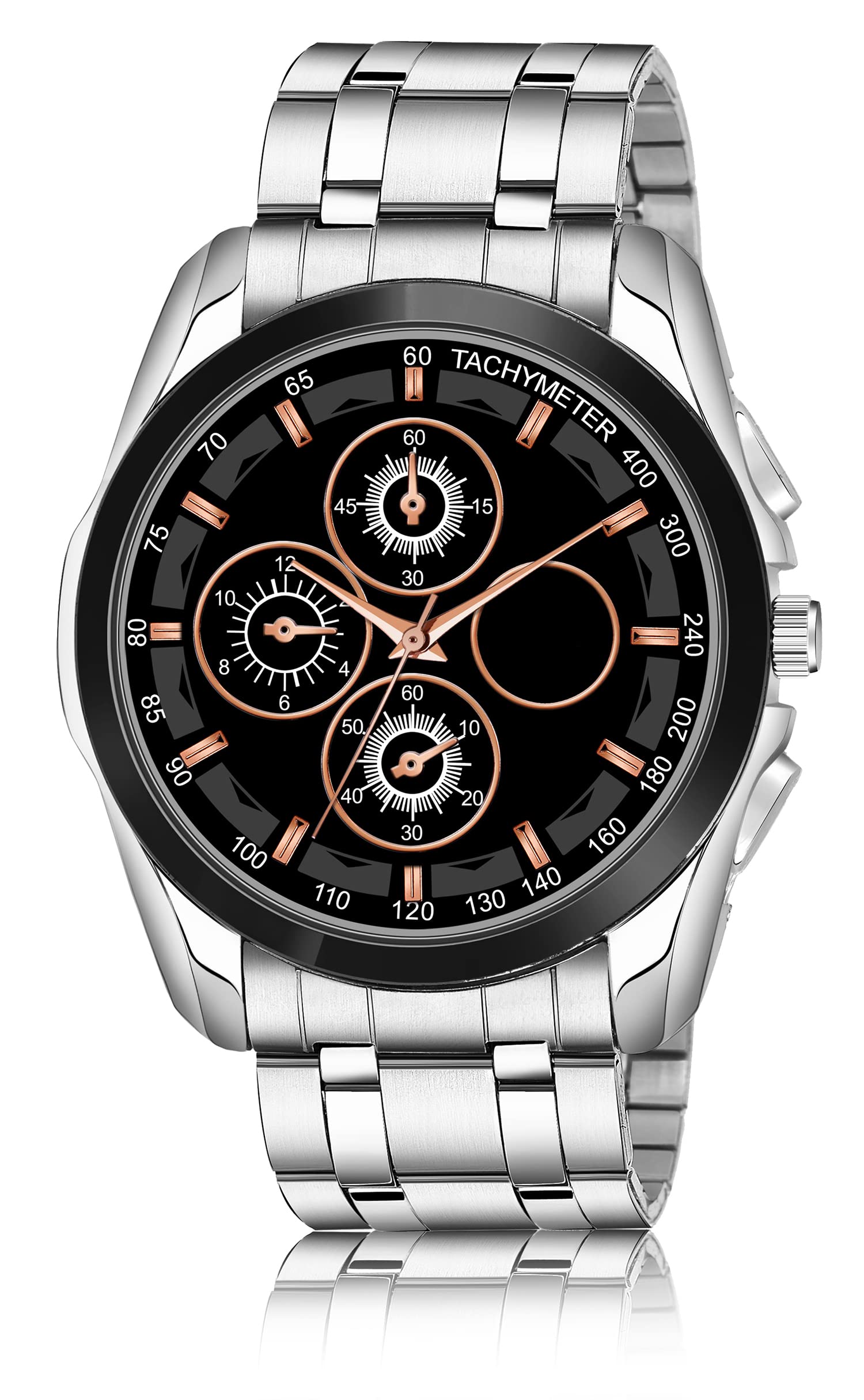 Shocknshop Analog Black Dial Stylish Stainless Steel Watch for Men & Boys (Silver Colored Strap) -LR114 (B0BGDWHZSY) Amazon Price History, Amazon Price Tracker