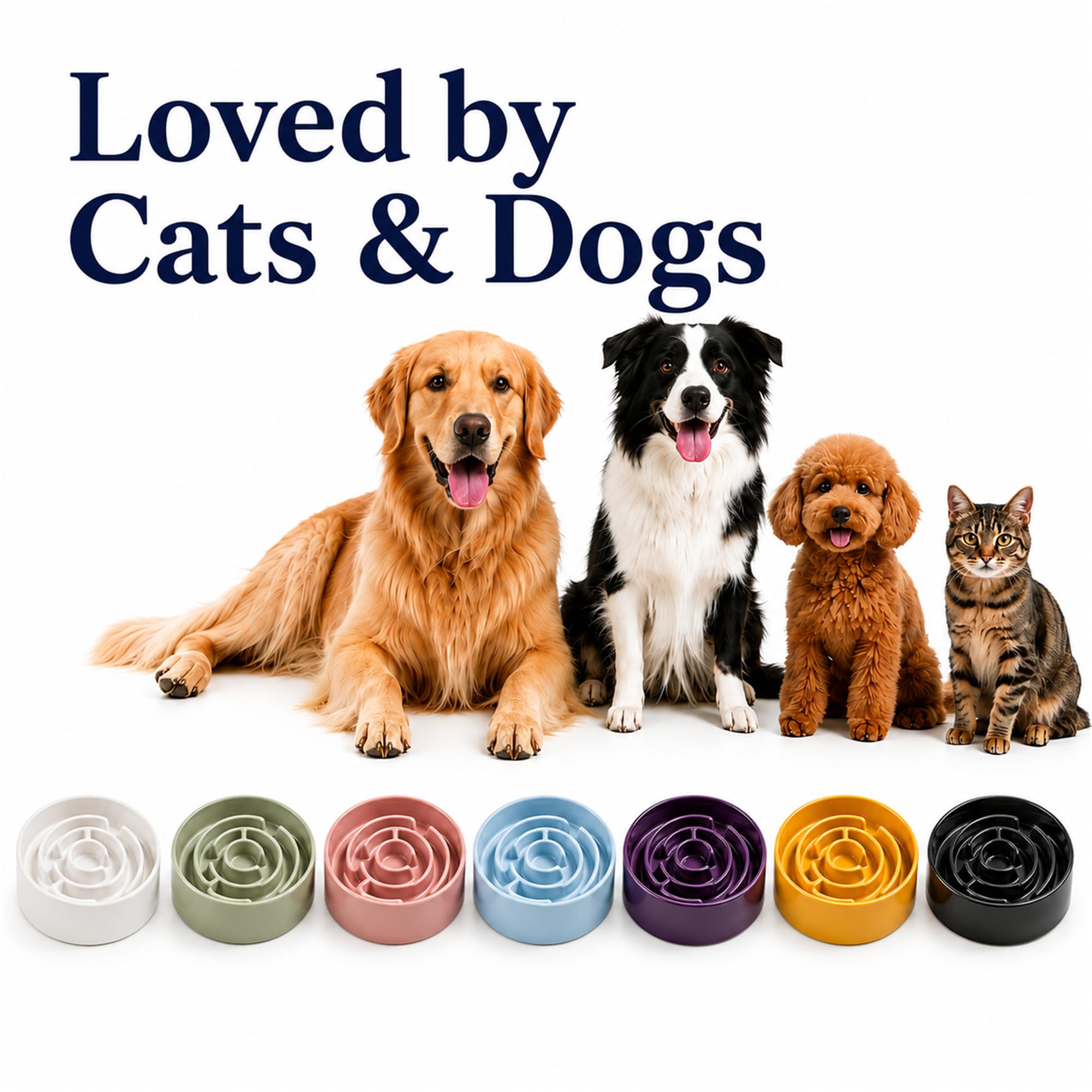 Keramik Slow Feeder Hundenäpfe mit Anti-Rutsch, Slow Feeder & Rutschfestem Design, Langeweile und Angstreduzierung, geeignet für alle Rassen Hunde und Katzen (Keramik-Blau)