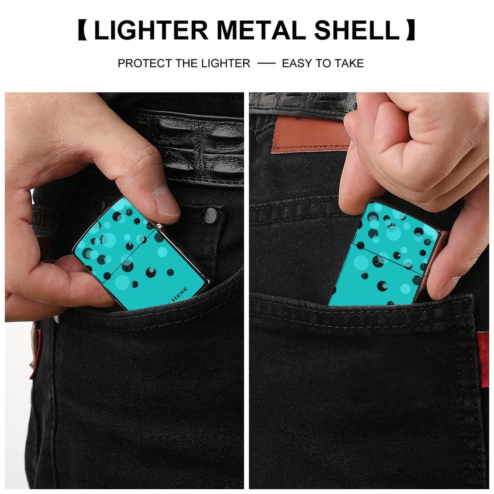 Amazon.co.jp: モダンなターコイズおよび黒い点 金属製ライターケース ギフト プレゼント 丈夫 長持ち コンパクト ミニ 小さい カラフル  オシャレ コインケース ライターケース ジッポケース メンズ レディース ハ : ファッション