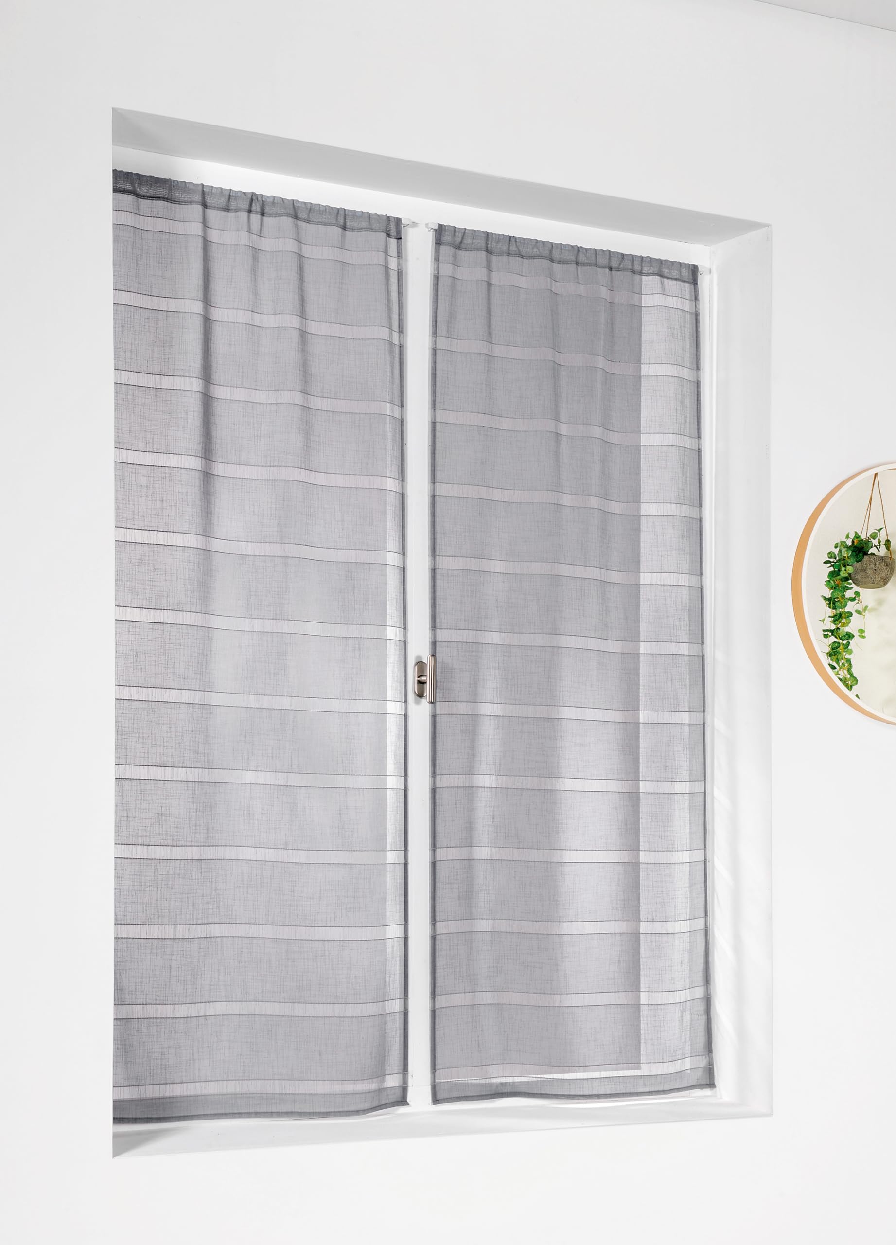 Linder - Pair of Grey Polyester Cord Blinds 55 x 120 cm