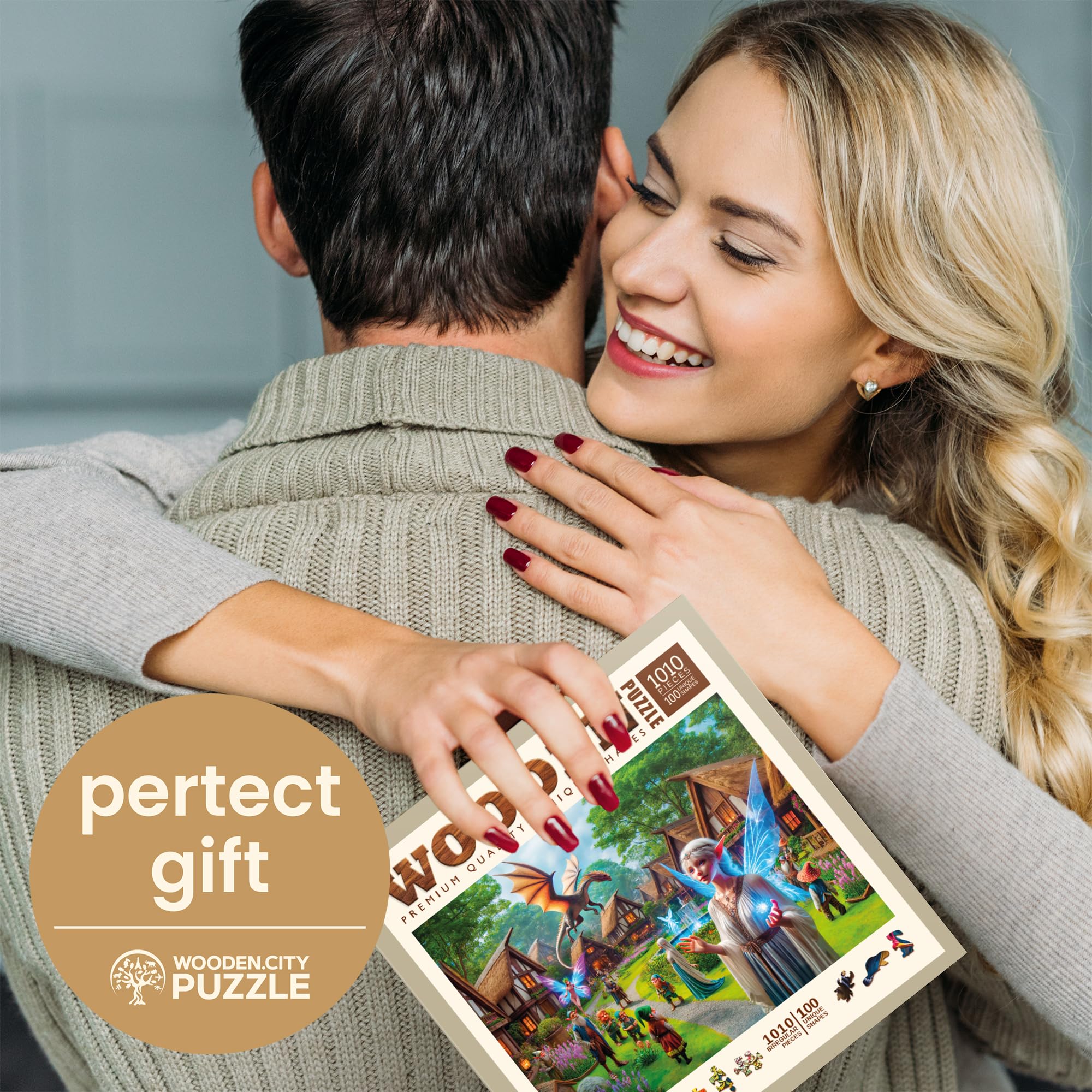 WOODEN.CITY Drewniane puzzle Fantasy Country 1000 elementów – wysokiej jakości puzzle dla dorosłych, wyprodukowane w UE, rozmiar 21 1/10.2 cm x 15 1/5.1 cm