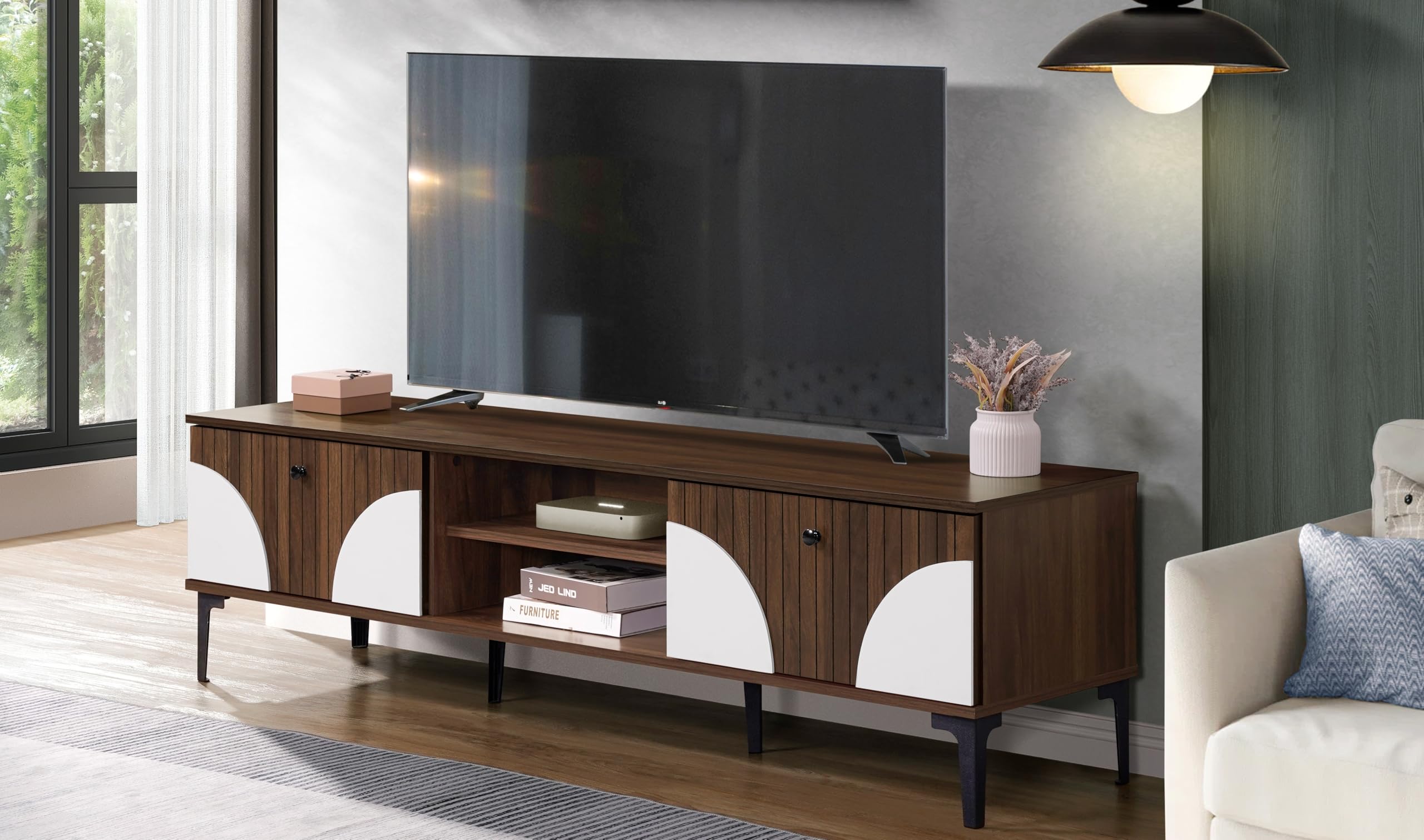 DeckUp Stella Engineered Wood TV Unit (Walnut & White, Matte Finish)-image-39