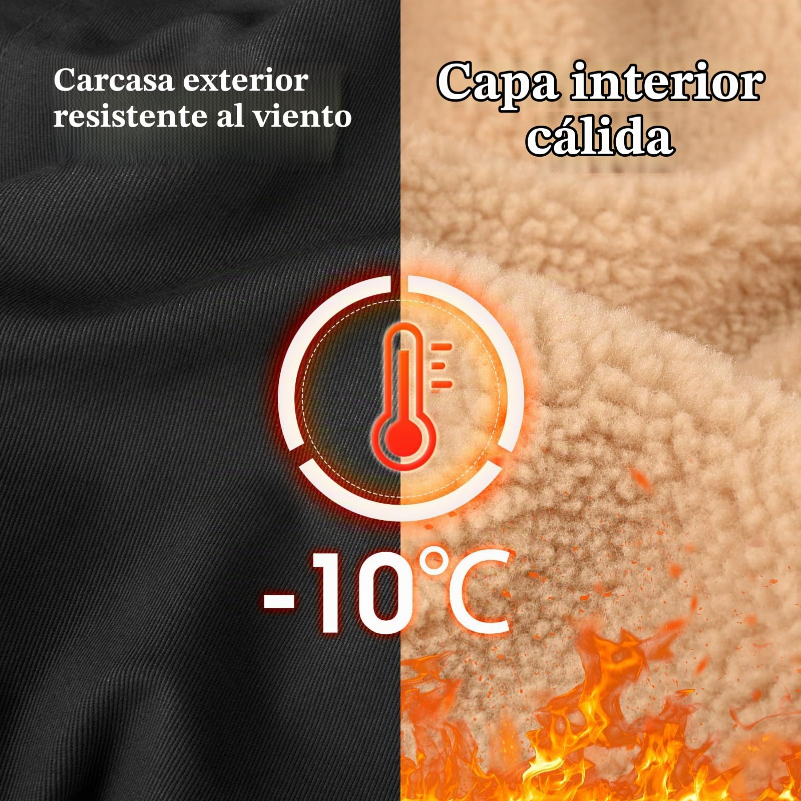 Voqeen Chaqueta de Invierno para Hombre Forro Polar Cuello con Solapa Chaqueta Cargo Térmica Militar Chaqueta de Combate Chaquetas Cortavientos Gruesas con 5 Bolsillos