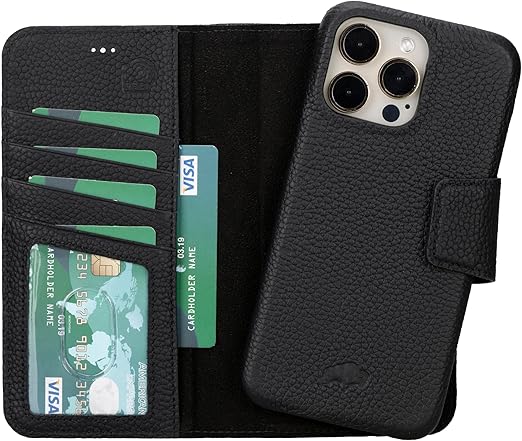 BLACKBROOK Case for iPhone 15 Pro Wallet Case with Card Holder, Full Grain Leather, Detachable 2-in-1 Set for MagSafe, RFID Blocking 4 Card Slots, Compatible with iPhone 15 Pro Folio Case