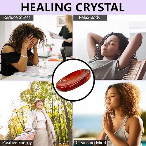 Miniatura 5 de Piedras de sangre africanas preocupadas  Piedra de preocupación del pulgar de cristal para angustia, estrés  piedras de equilibrio relajantes y