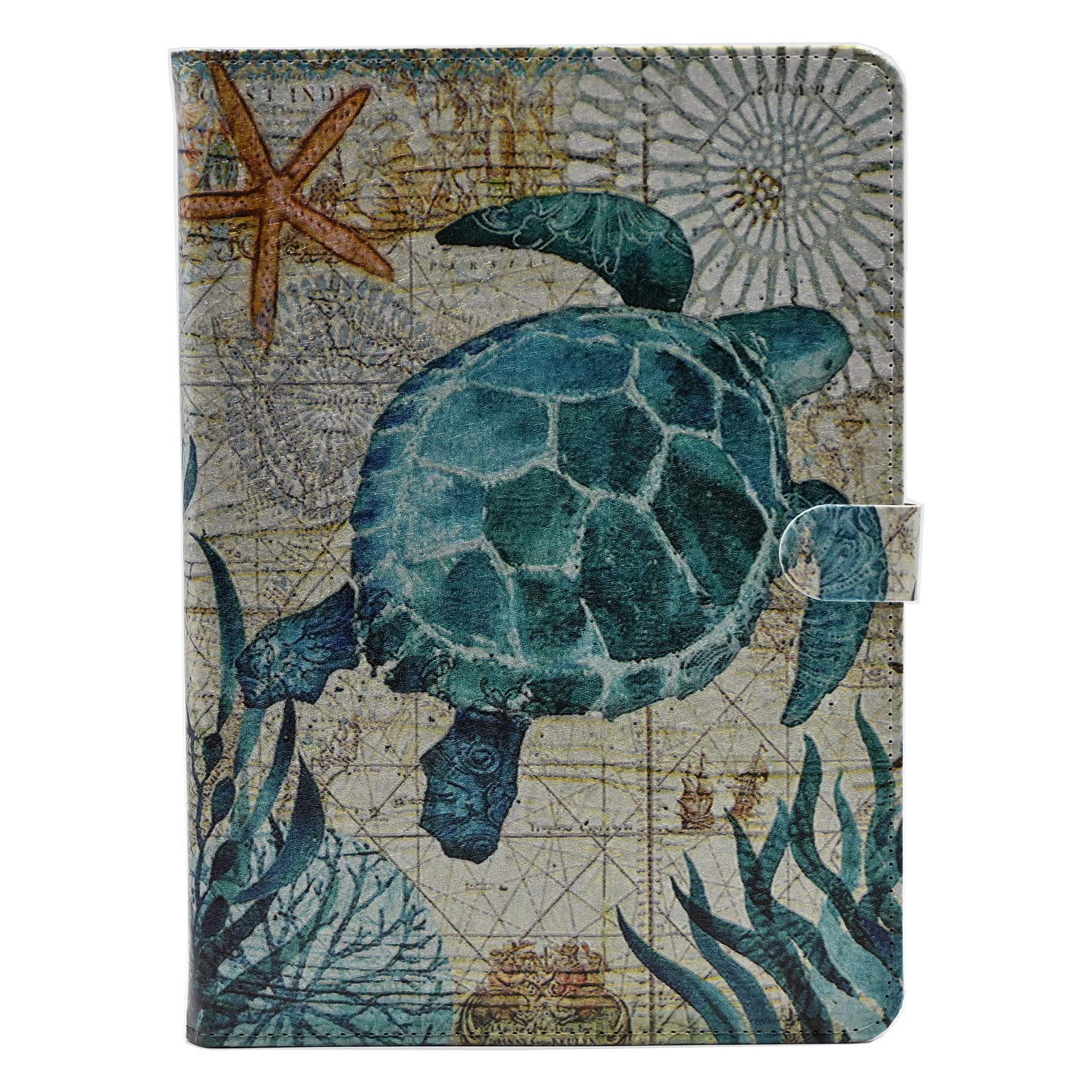 YHBCase for iPad 6th/5th Generation 2018/2017 Model 9.7 Inch, Ocean Theme Premium PU Leather Slim Folding Stand Shell Multiple Viewing Angles Protective Cover - Sea Turtle