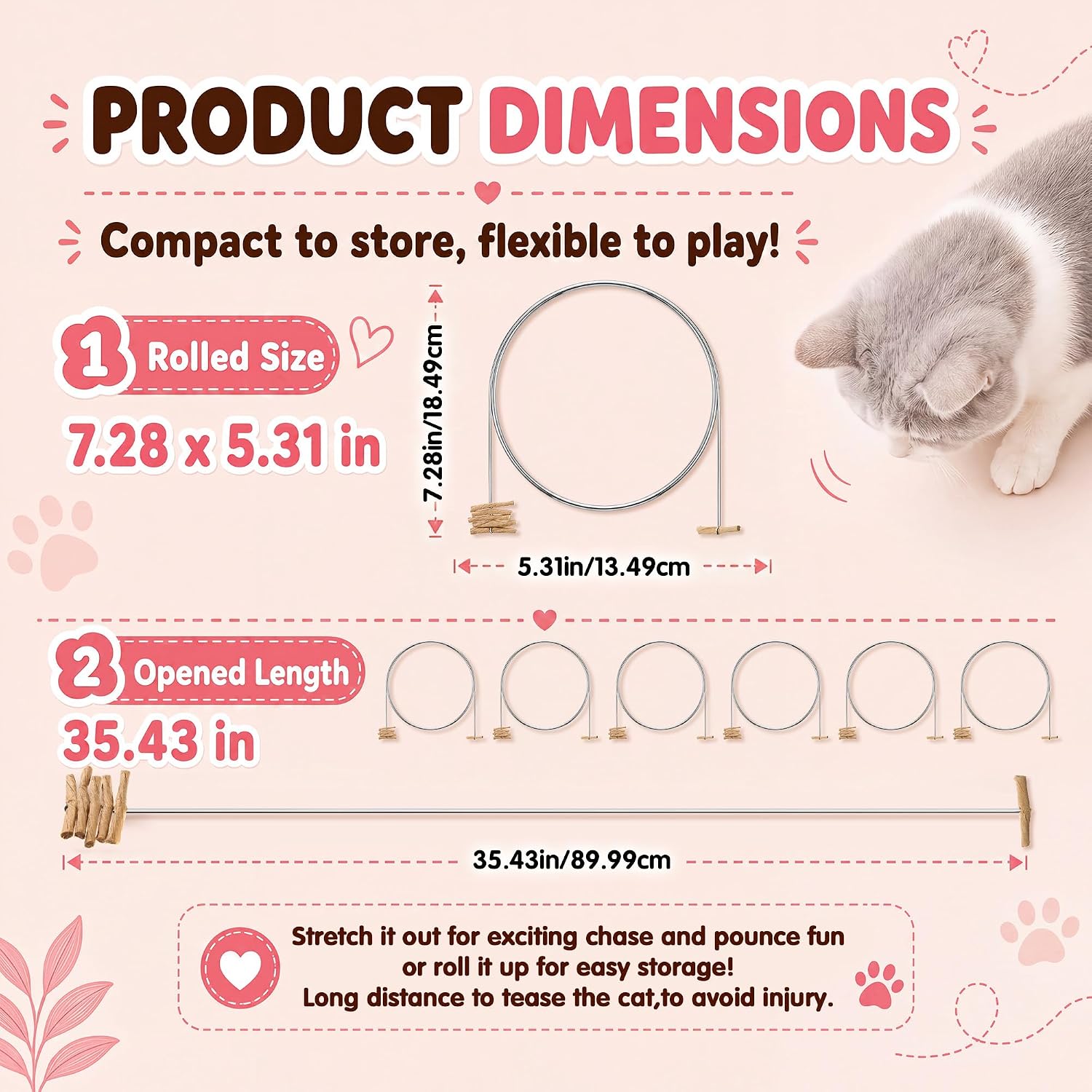 Enhon Interactive Cat Toys for Indoor Cats, Wire Cat Wand Toy, 6 Pack image 3
