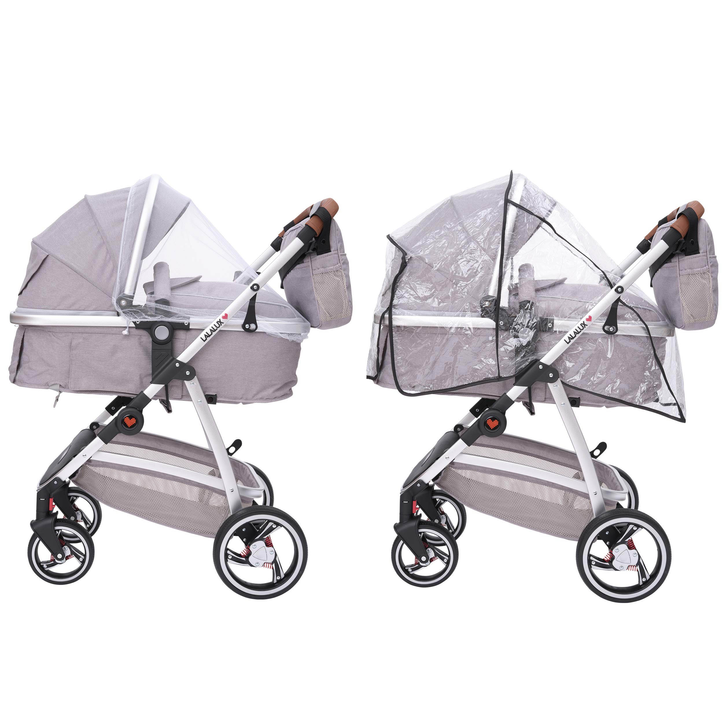 Babyboomer leichter Kombikinderwagen Komplettset, Multifunktions-Kinderwagen, klappbar, doppelte Federung, inkl. Tasche, Regenschutz