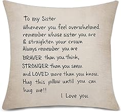 كيس مخدة مطبوع عليه عبارات «Whever You Feel Overwhelmed Remember Whose Sister You Are » لهدايا عيد ميلاد الأخت (رسالة للأخت)