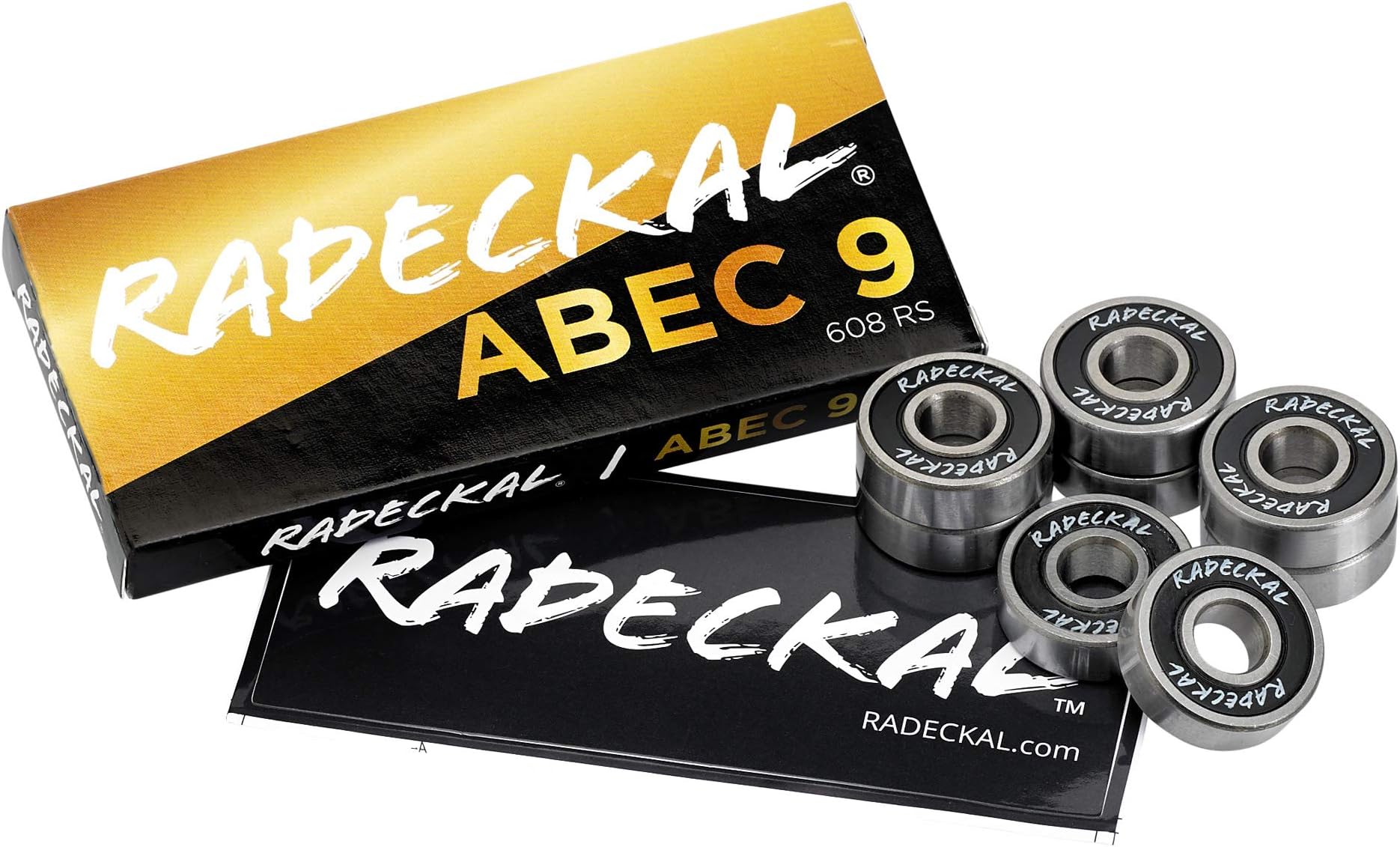 Black ABEC 9 Skateboard Bearings, Skateboards, Longboards, Cruisers, Inline Skates, Roller Skates, Pre-Lubricated, High Precision Rating, Long Lasting (1 Set of 8)…