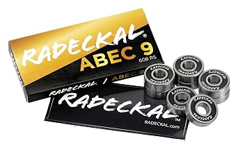Black ABEC 9 Skateboard Bearings, Skateboards, Longboards, Cruisers, Inline Skates, Roller Skates, Pre-Lubricated, High Precision Rating, Long Lasting 1 Set of 8...