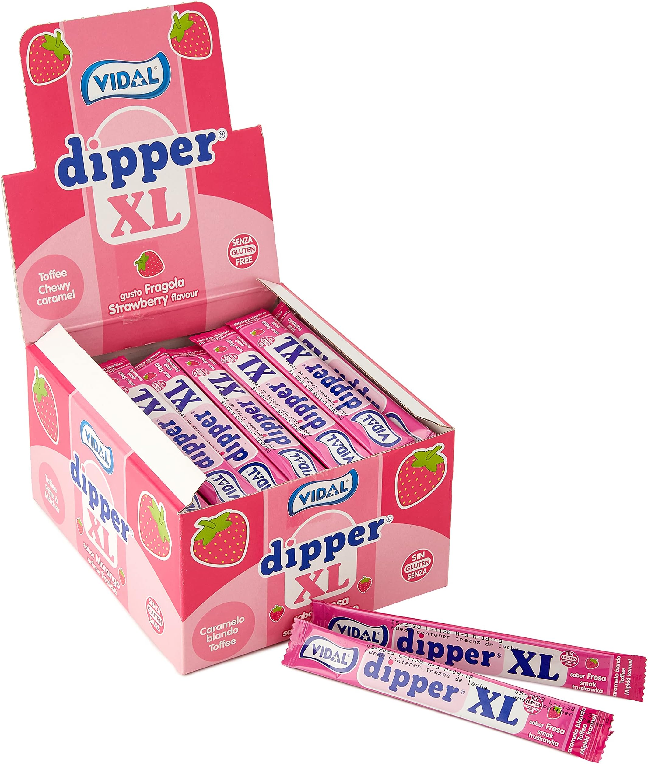 Vidal Dipper Xl Strawberry Chewable Candy Gluten Free - 100 Count