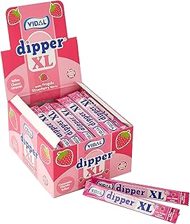 Vidal Golosinas Dipper XL. Caramelo Blando Masticable sabor Fresa. Color rosa. Estuche 100 unidades.
