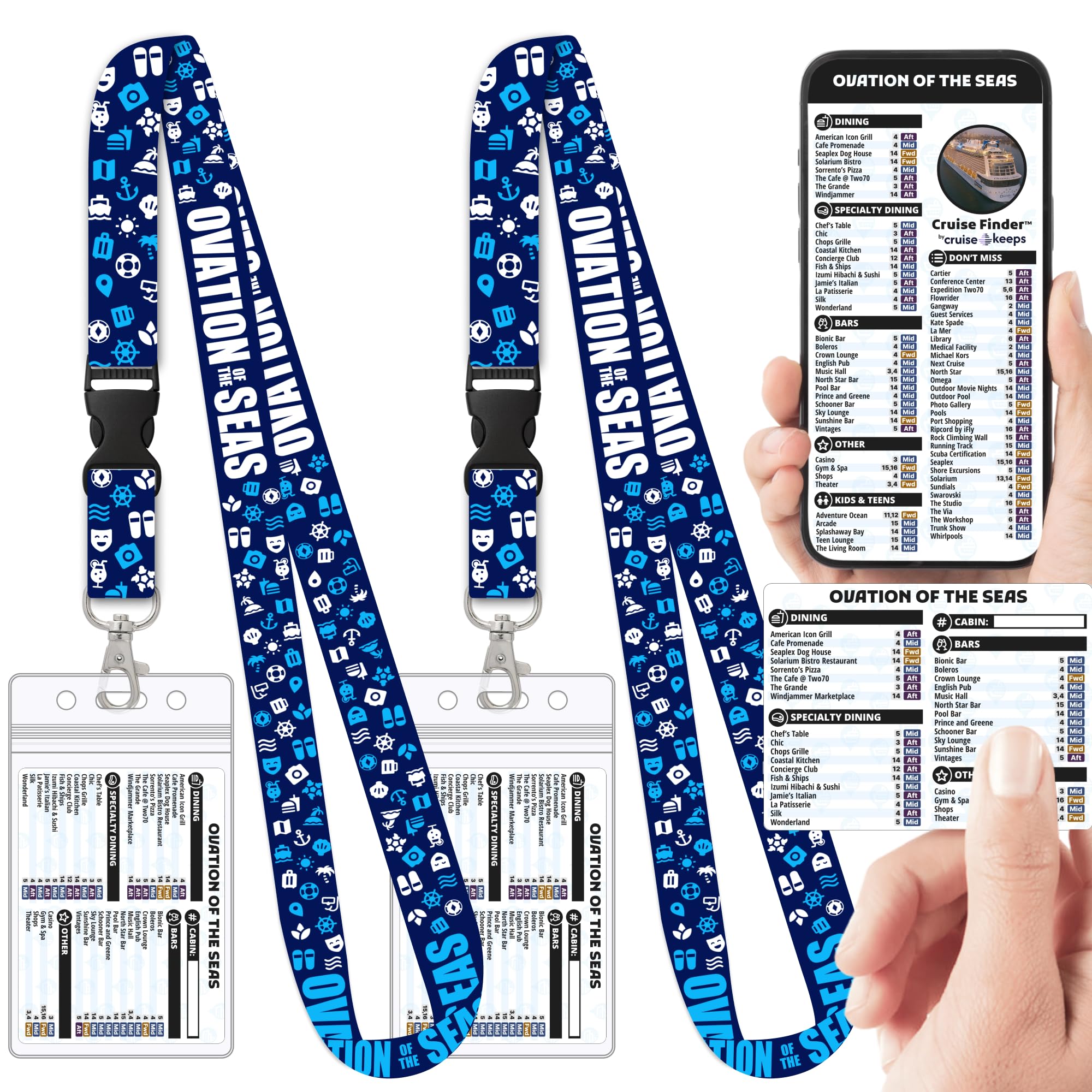 Ovation of the Seas Cruise Lanyards (2 Pack) for Royal Caribbean & Ship Cards