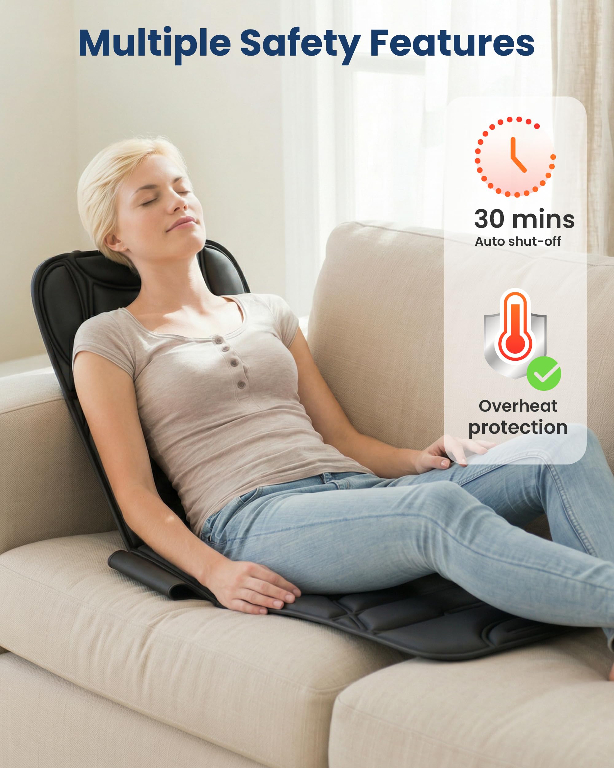 COMFIER Colchoneta de Masaje Cuerpo Completo con Función de Calor, Masajeador de Espalda con Masaje por Vibración, 10 Motores de Vibración, 5 Modos de Masaje y Función de Apagado Automático, Regalo