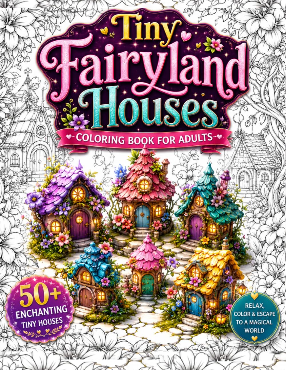 Tiny Fairyland Houses Coloring Book for Adults: A Magical Fantasy Coloring Book Featuring Enchanted Fairy Houses, Cozy Storybook Cottages, Whimsical ... Relaxation, Stress Relief, Creative Escape