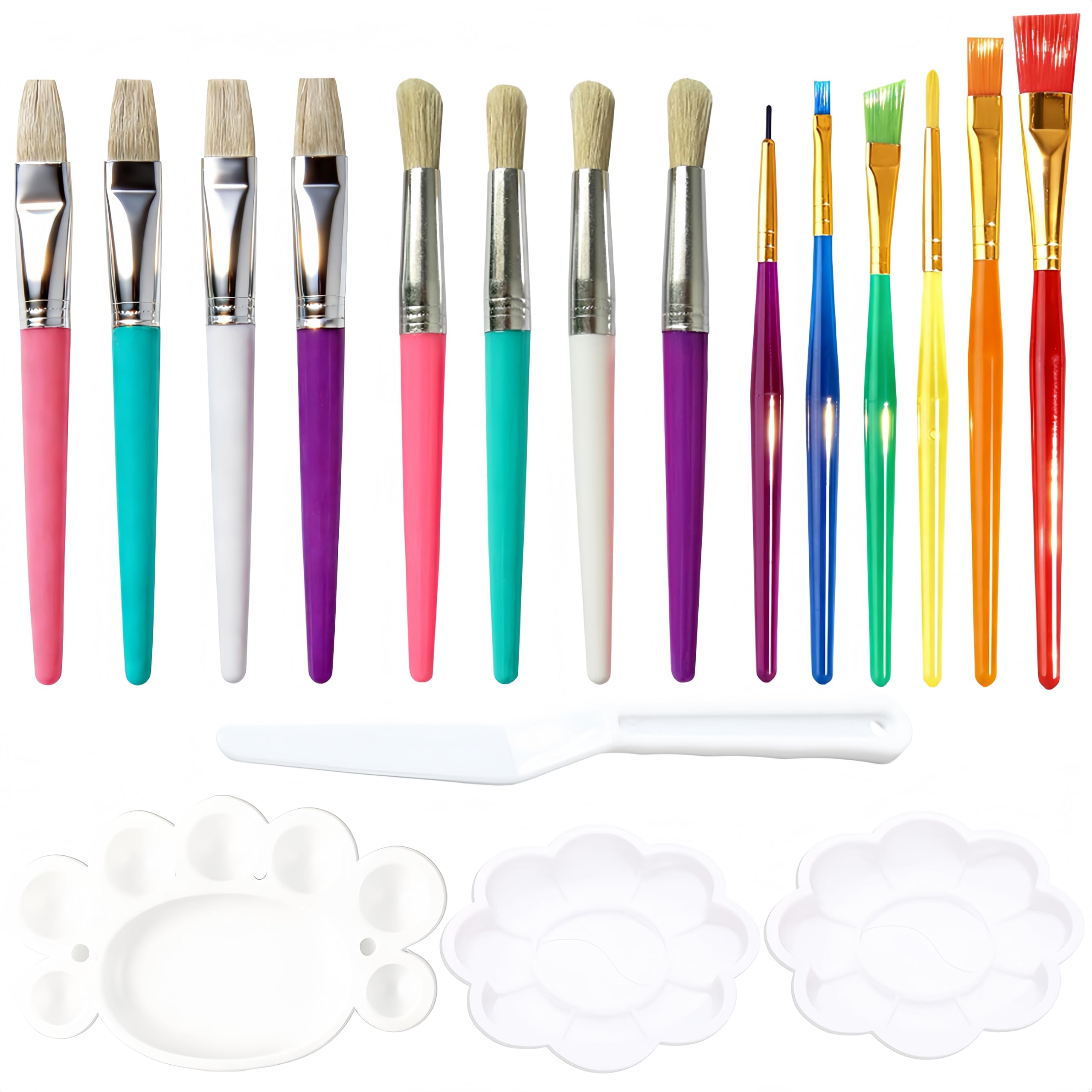 18 Pcs Paint Brushes Set, Paint Palette Scraper with Handle Small Paints Brushe, Paintbrushes Paints Brushe Art Suitable for Learn Face Paintings and Watercolor Used by Individuals Aged 15 and Above