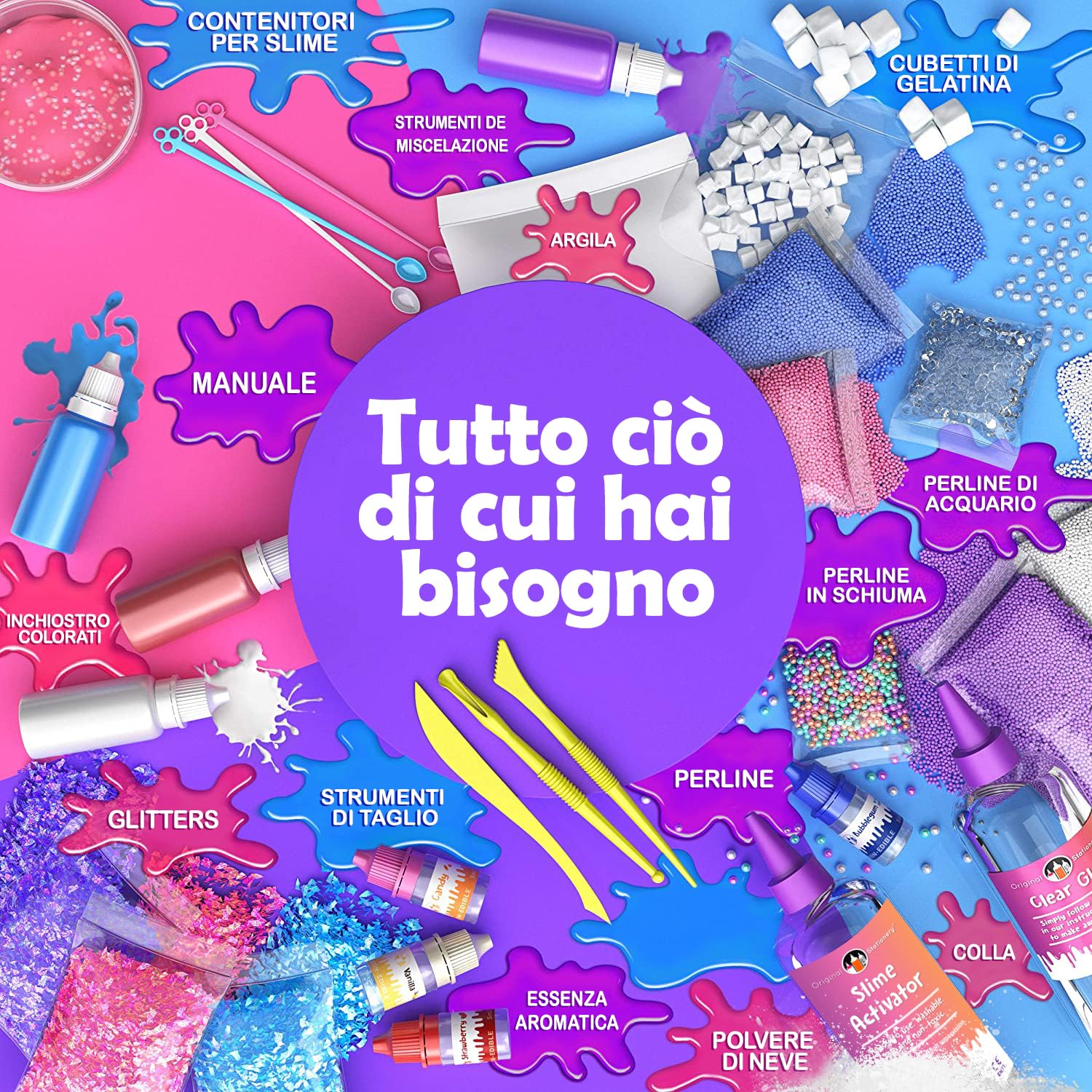 Original Stationery Unicorn Slime Kit Completo, Laboratorio Slime per Bambine – Fabbrica dello Slime Unicorno Soffice, Attivatore Kit Fai Da Te Regalo