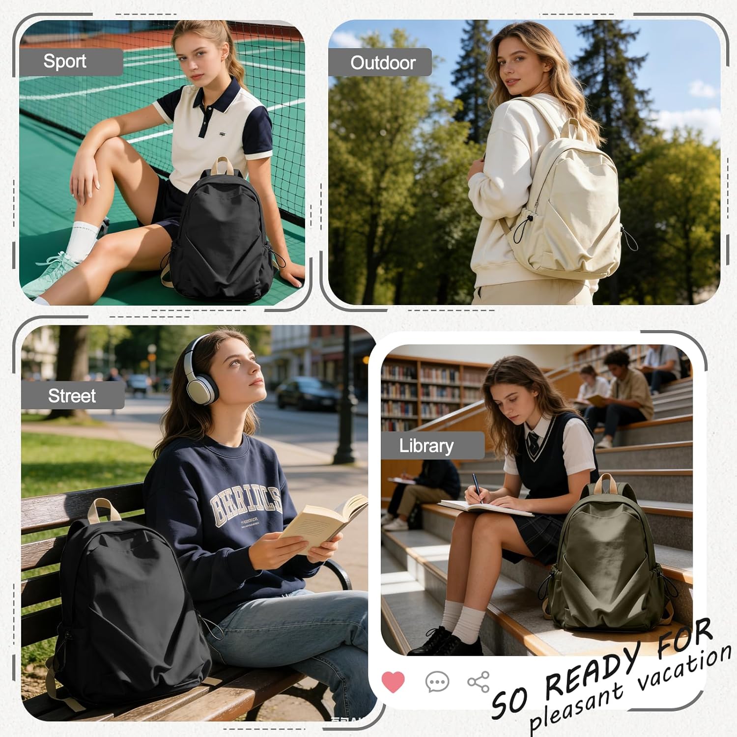 weradar Basic Black School Backpack For Women Men, Lightweight Casual Daypack, College Backpack, Aesthetic Middle School Bag, Bookbag For Teen Girls Boys, Small Canvas Travel Backpack - Image 5