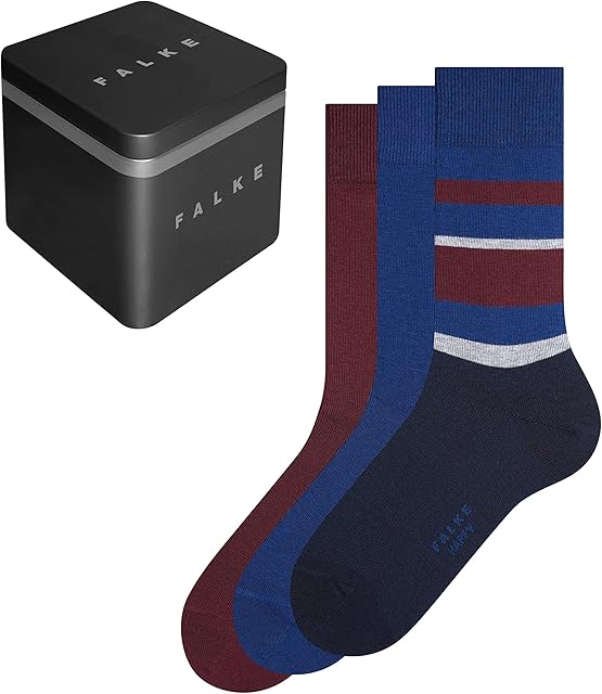 FALKE Men's Happy Box 3-Pack Socks, Cotton, Multicolor (Sortiment 20), 8.5-11 (Pack Of 3)