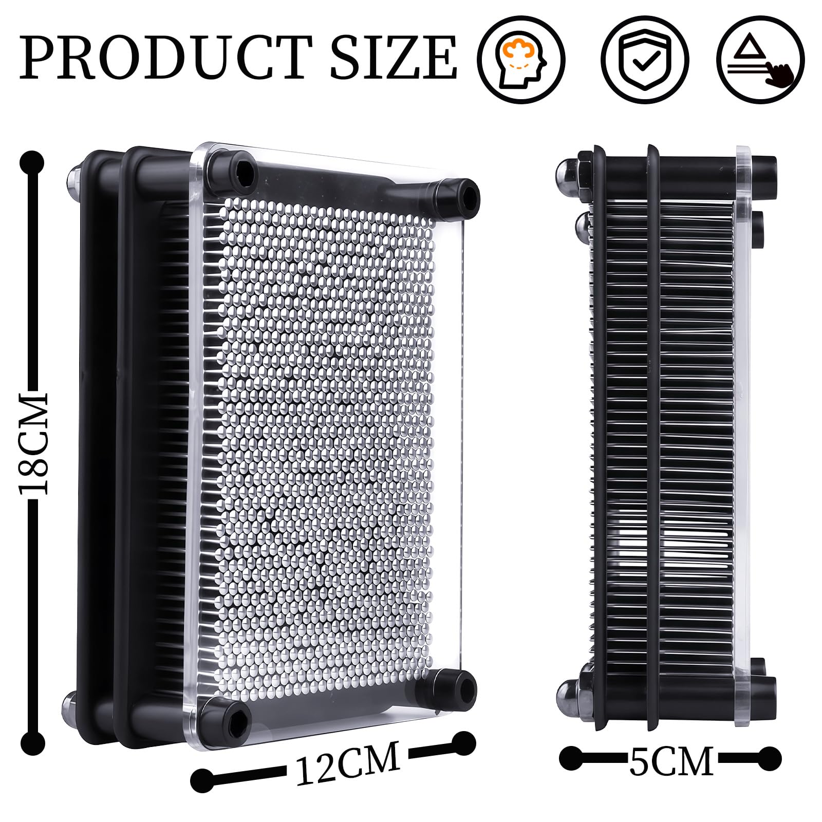 Metal Pin Art Impression Toy Large,13x18cm 3D Pin Art Board Toy Fun Desk Toys Sculpture Gadget,Cool Stuff for bedrooms,Stocking Fillers Cool Presents for Teenage 7 -16 Year Olds Girls/Boys Gifts - Image 2