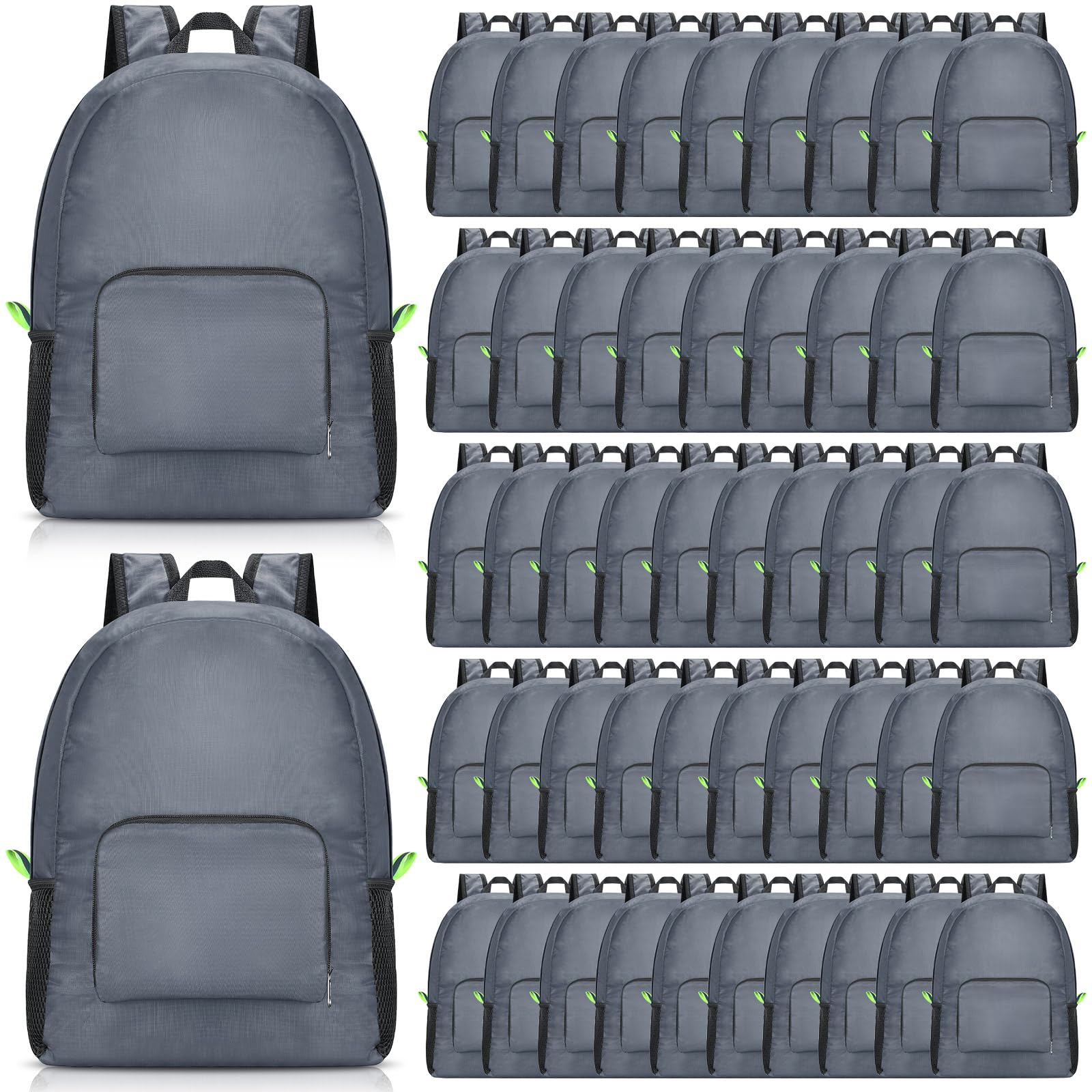 Eccliy 50 Pack Backpacks in Bulk 17 Inches Back Pack for Boys Girls Lightweight Student Outdoor School Bookbags (Gray)