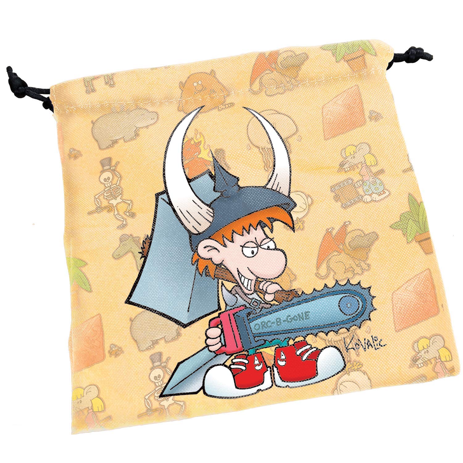 Steve Jackson GamesMunchkin Dice Bag | Large Drawstring Bag 7” x 7” | Printed Fabric | Holds over 100 Dice | RPG Bag | Roleplaying Dice Bag | Tabletop Adventure Game Bag | From