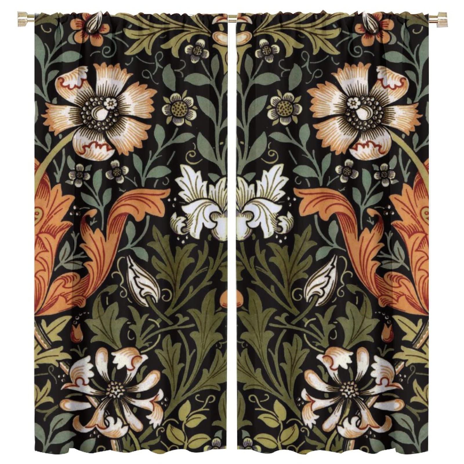 Extra Long Wildflower Curtain Flower Floral Vintage Botanical Accessories Herbs Plant Windows for Living Room Bedroom Or Office Curtains Window Curtain 2 Panels 63x72in