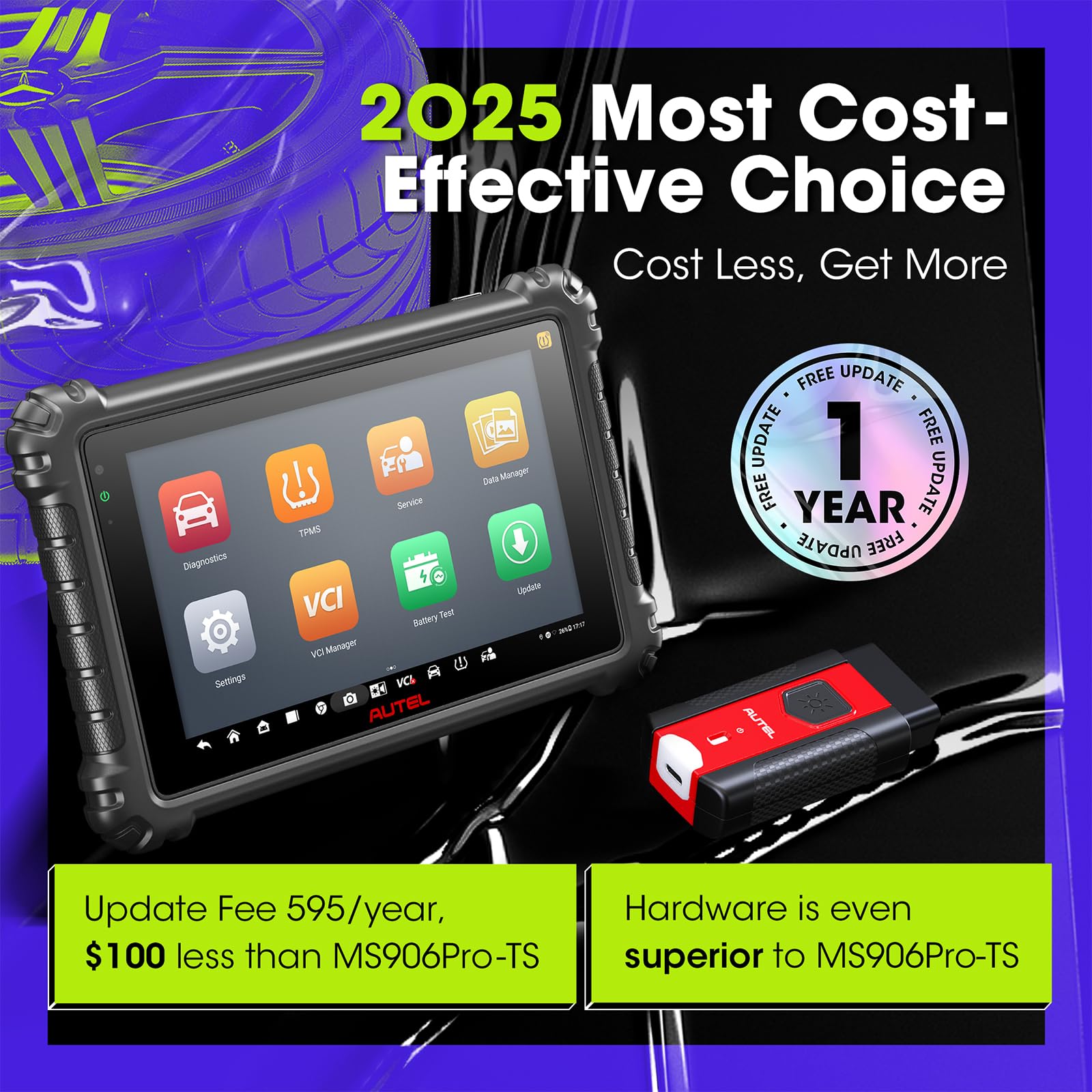 Autel MaxiCOM MK906PRO-TS Escáner: 2024 Actualizado de MS906 Pro/MK908 II/MS906Pro TS, Todos Los Diagnósticos Sistema, Programación TPMS, Codificación ECU, 36+ Servicio, FCA y SGW, Sin límite IP,OS 10