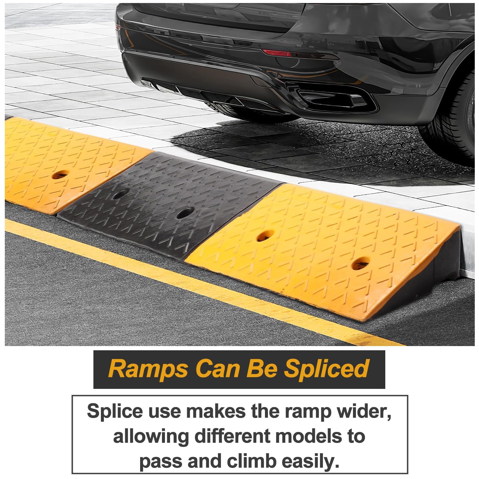mopam 2 rampe in gomma per marciapiede, da 10 cm, resistenti, per marciapiedi, marciapiedi, auto, scooter, moto, 99 x 25 x 10 cm (lunghezza x larghezza x altezza)