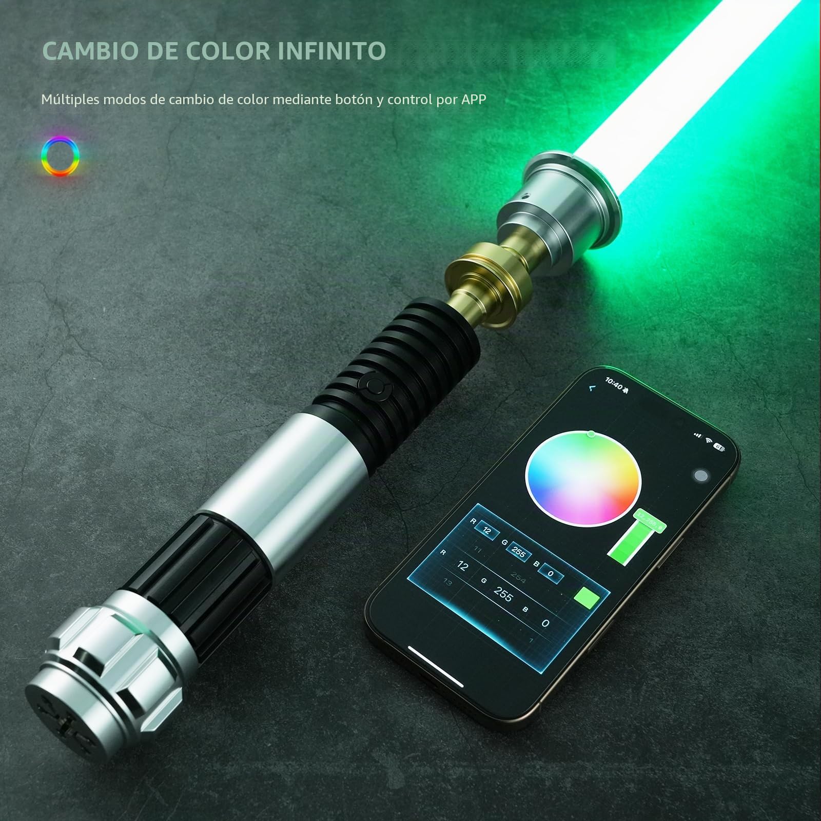 DAMIENSABER Xenopixel V3 - Sable de luz de control de movimiento, 34 fuentes de sonido, sable de luz de duelo de swing suave con cambio de color infinito, sable de luz Obiwan para adultos, núcleo de