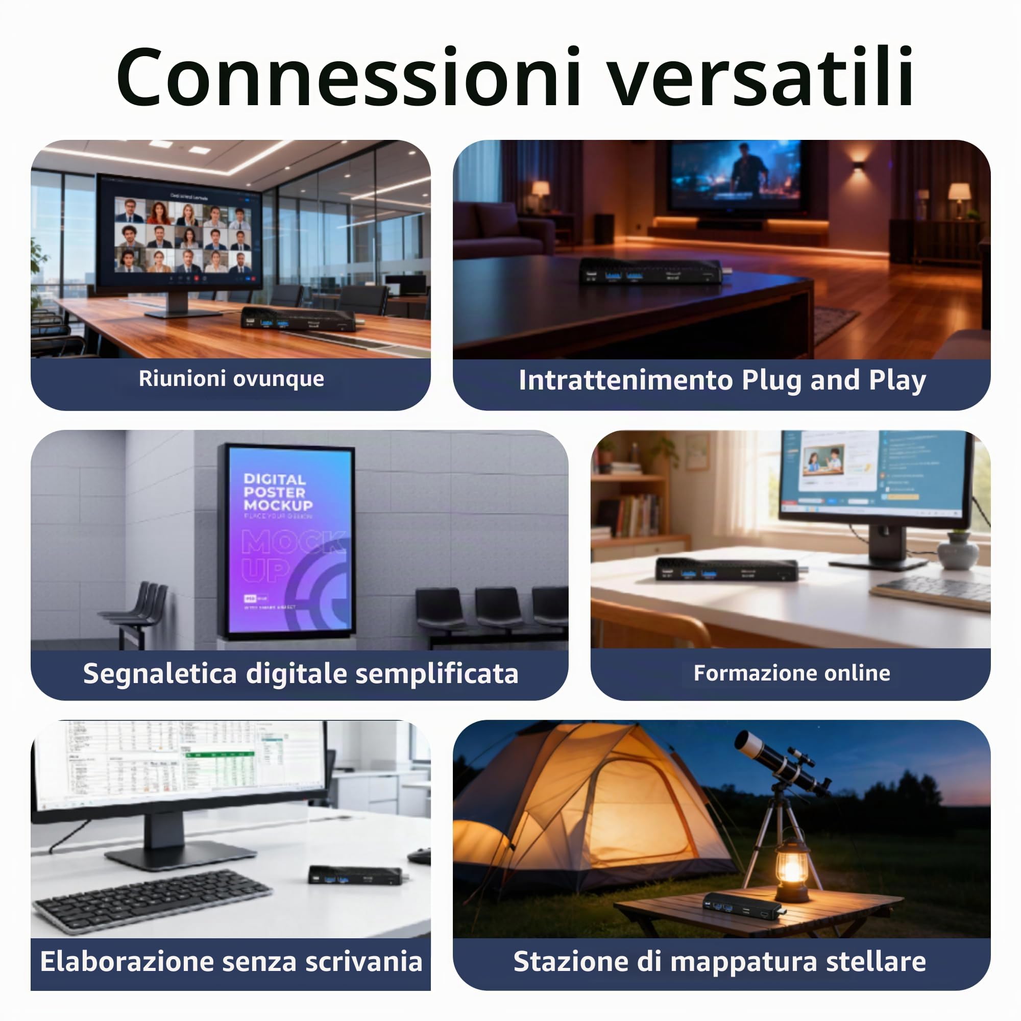 Mini PC Stick Win 10 Celeron J3455 4GB 64GB eMMC senza ventole Gigabit LAN 4K Video 1080P USB 3.0 per ufficio casa Digital Signage Network