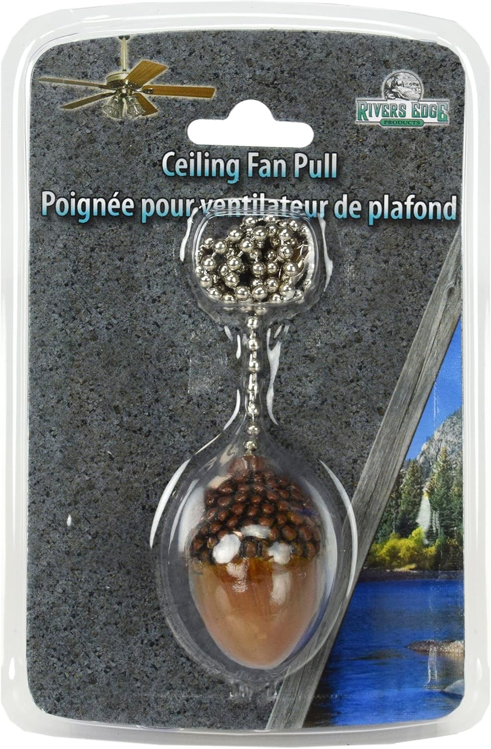 Rivers Edge Products 12" Ceiling Fan Pull Chain Extender - Pull String Extension for Light Fixture - Decorative Poly Resin Switch Chains - Nature Home Decor for Bedroom, Kitchen,