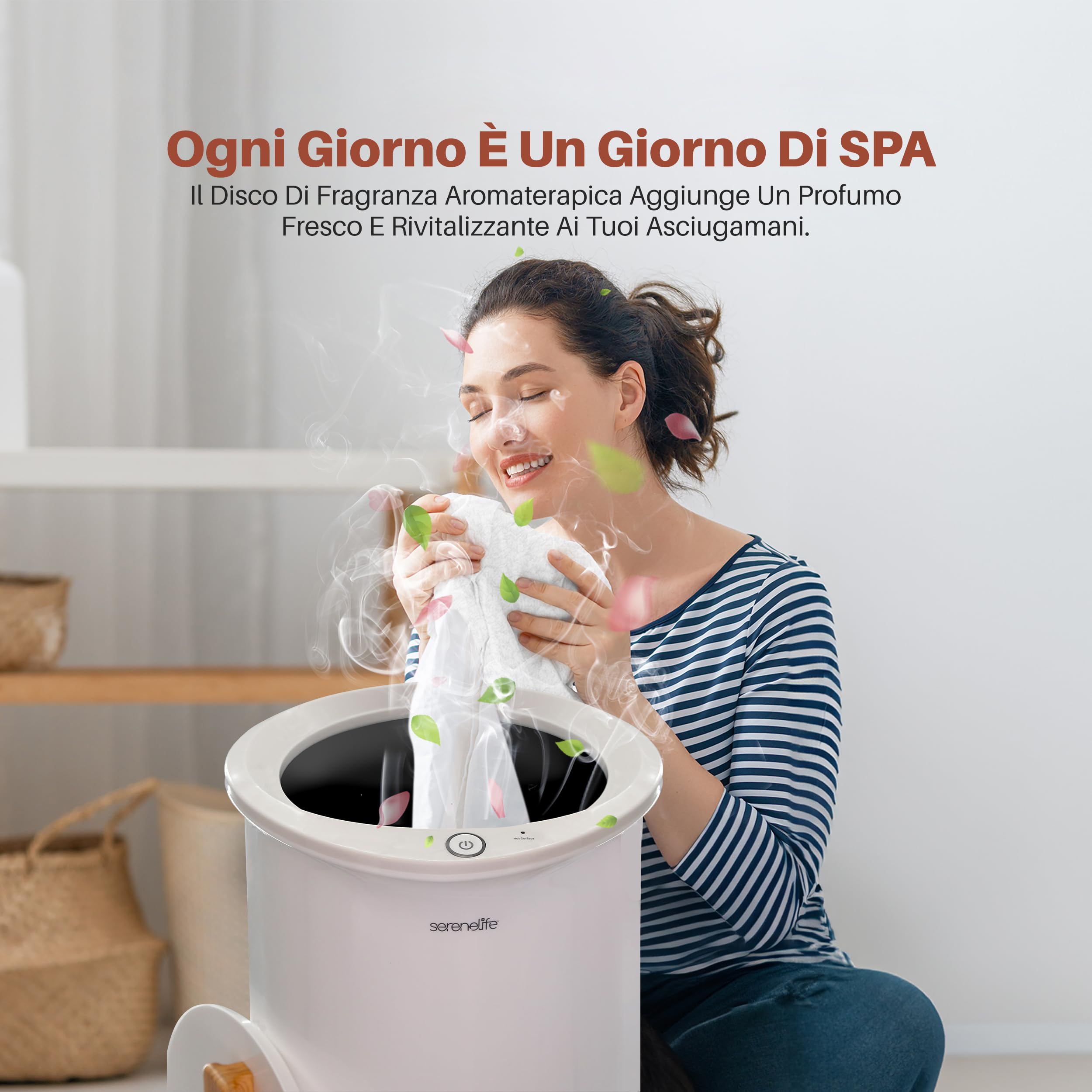 SereneLife Scaldasalviette Bianco, Scaldasalviette Grande per Spa e Bagno, Lusso Regalo per Lui e Lei, Spegnimento Automatico, Adatto a 2 Asciugamani Grandi, Coperte, Accappatoi, Pigiami (Bambù)