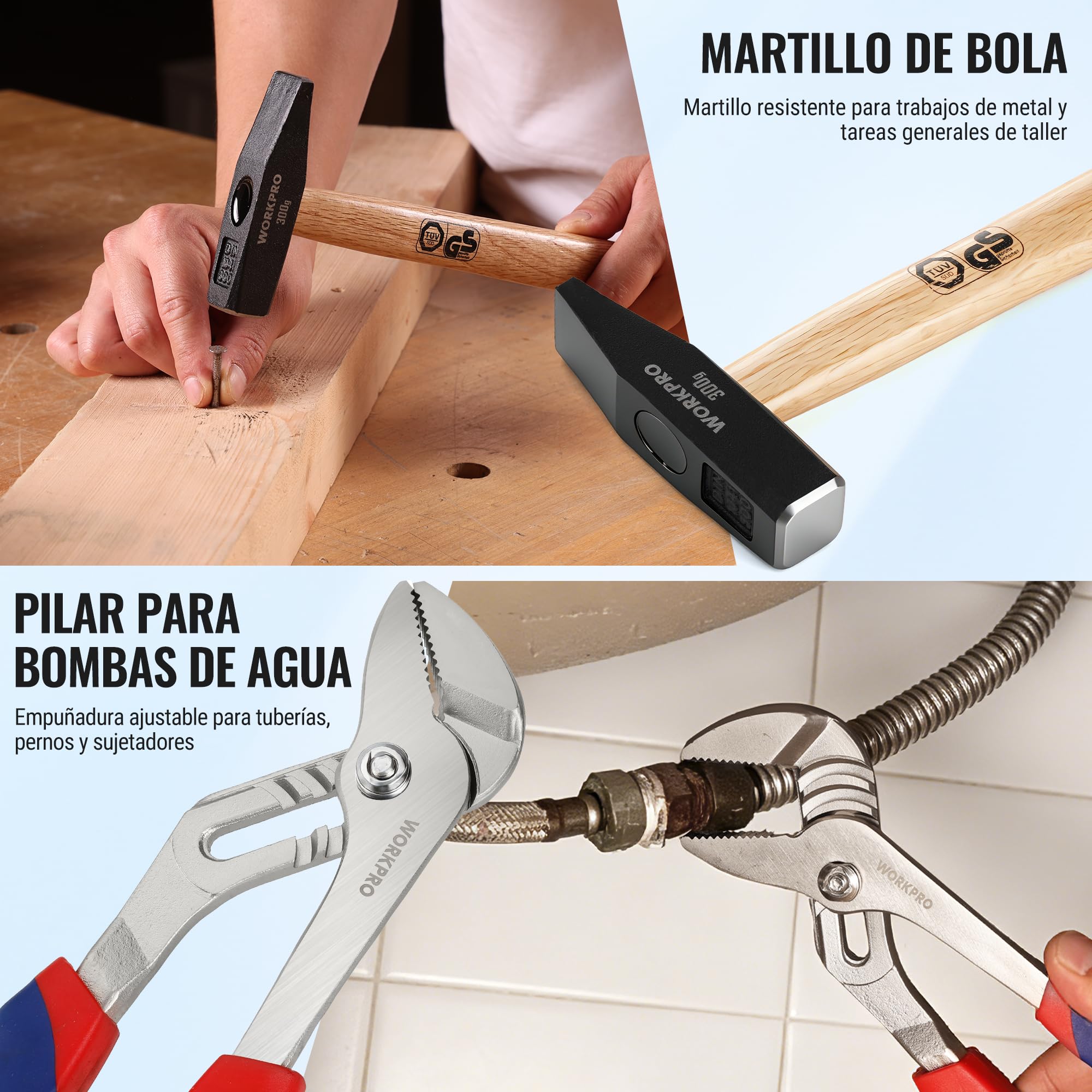 WORKPRO 119 PC Maletín de Herramientas Completas, Caja Herramienta Metálica, Herramientas Universales, Kit Versátil Herramientas Portátil para Reparaciones Diarias, Perfecto Hogar y Oficina | Caja De Herramientas Con Herramientas Manuales Universales, Ide