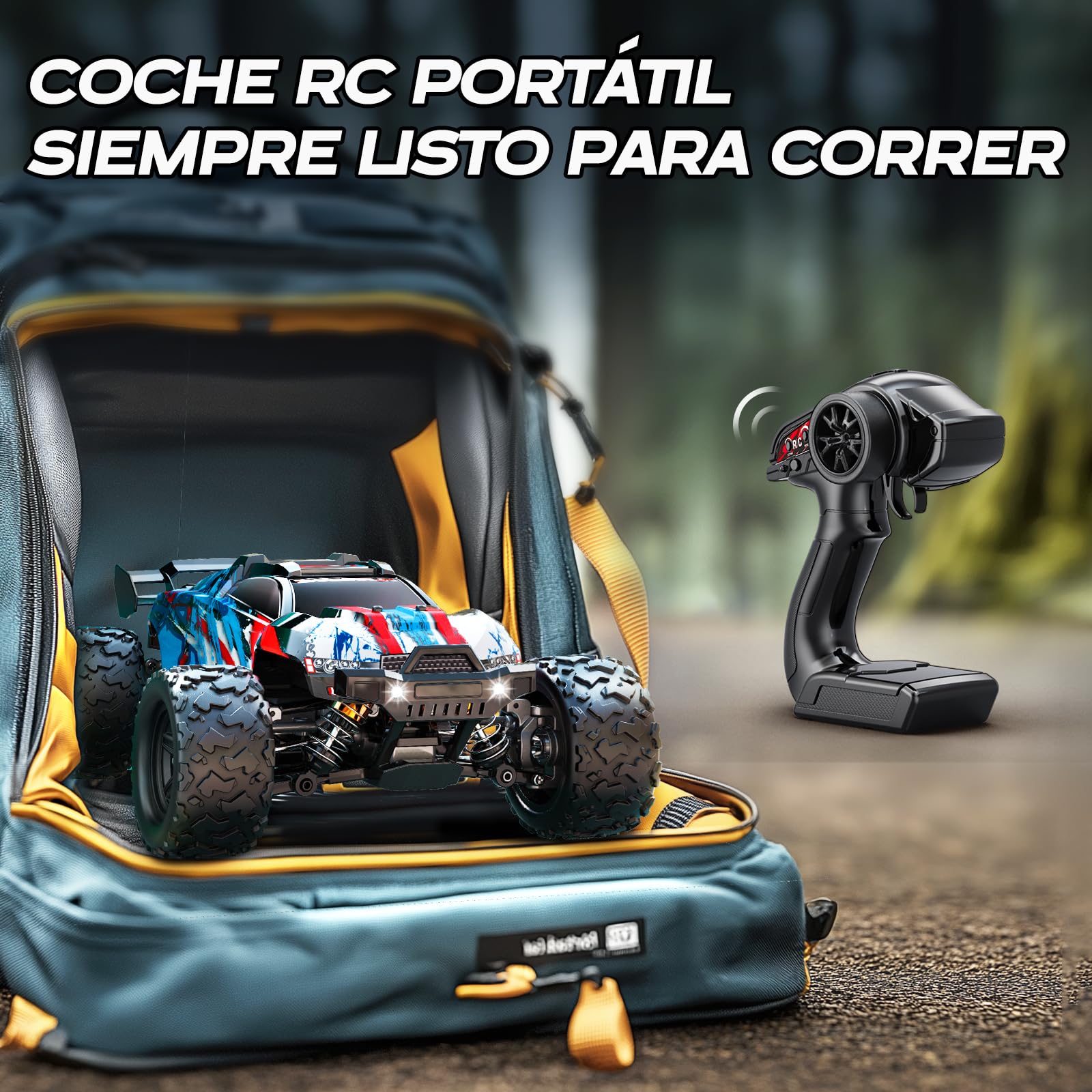 Coche Teledirigido Adulto 1:18 4x4 Todoterreno, RC Car 40 km/h con Doble Batería 1200mAh, Transmisión Metálica Completa y Velocidad Ajustable, Coche RC Radiocontrol Portátil para Exteriores