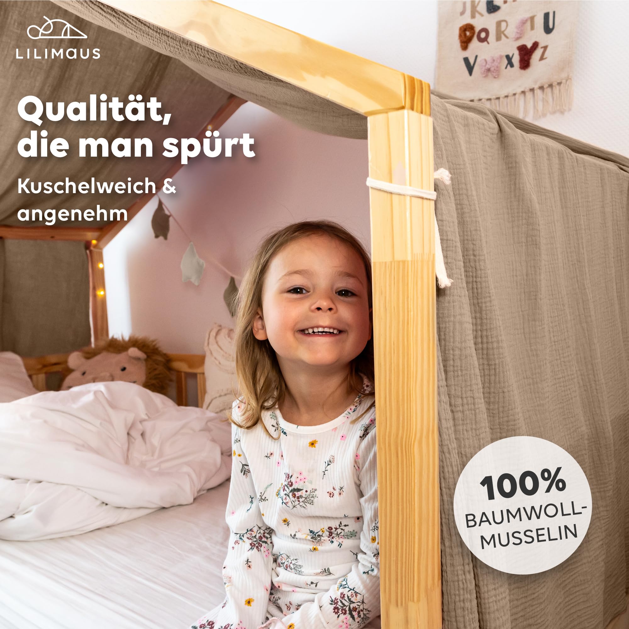 lilimaus Hausbett Himmel [in 12 Farben] Betthimmel Hausbett aus 100%