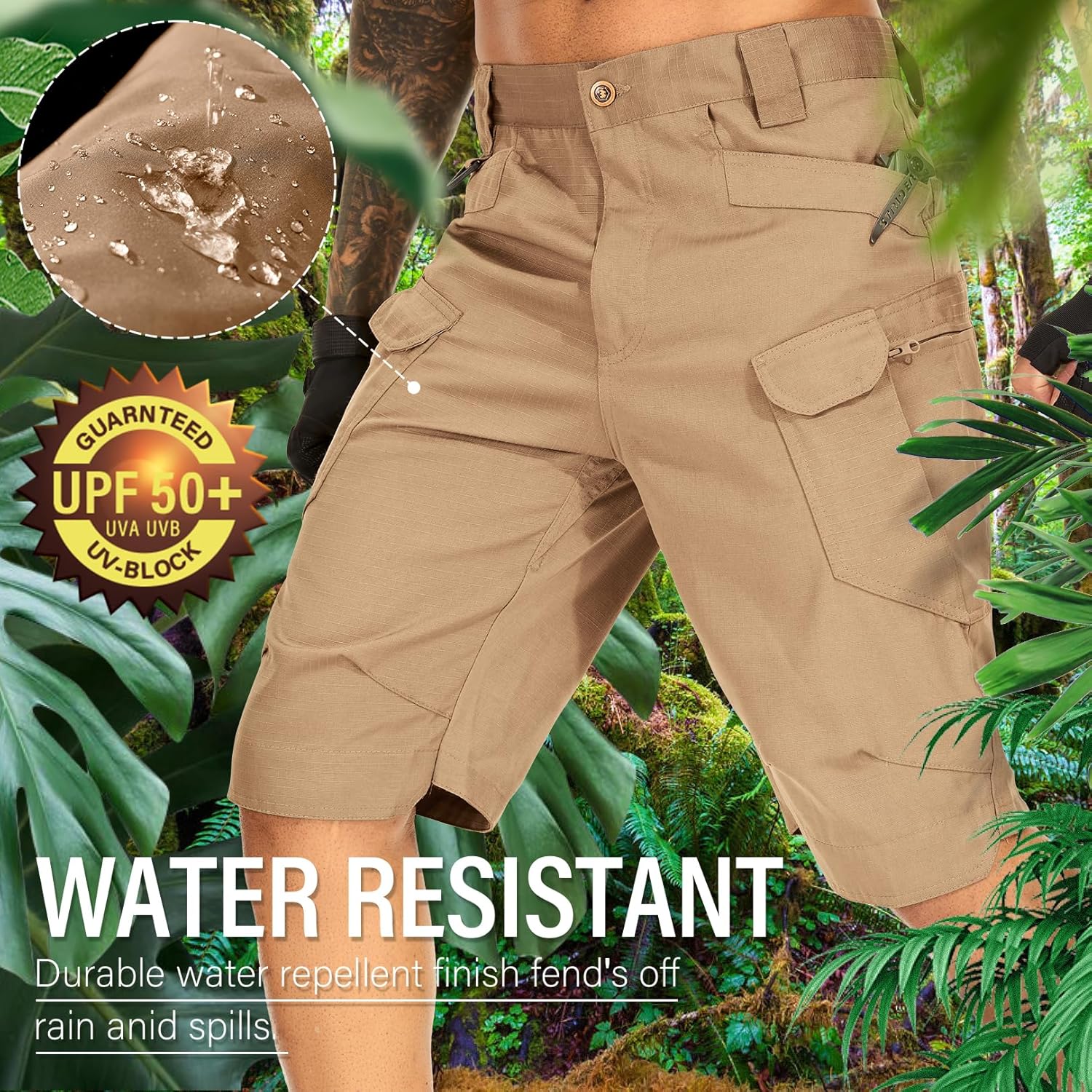 Jogwits Heren Broek Afritsbaar, Outdoor Broek Zomer Licht Ademend Snel Drogend Wandelen Trekking, Cargo Broek met 7 Zakken voor Hiken, Fietsen, Reizen, Kamperen