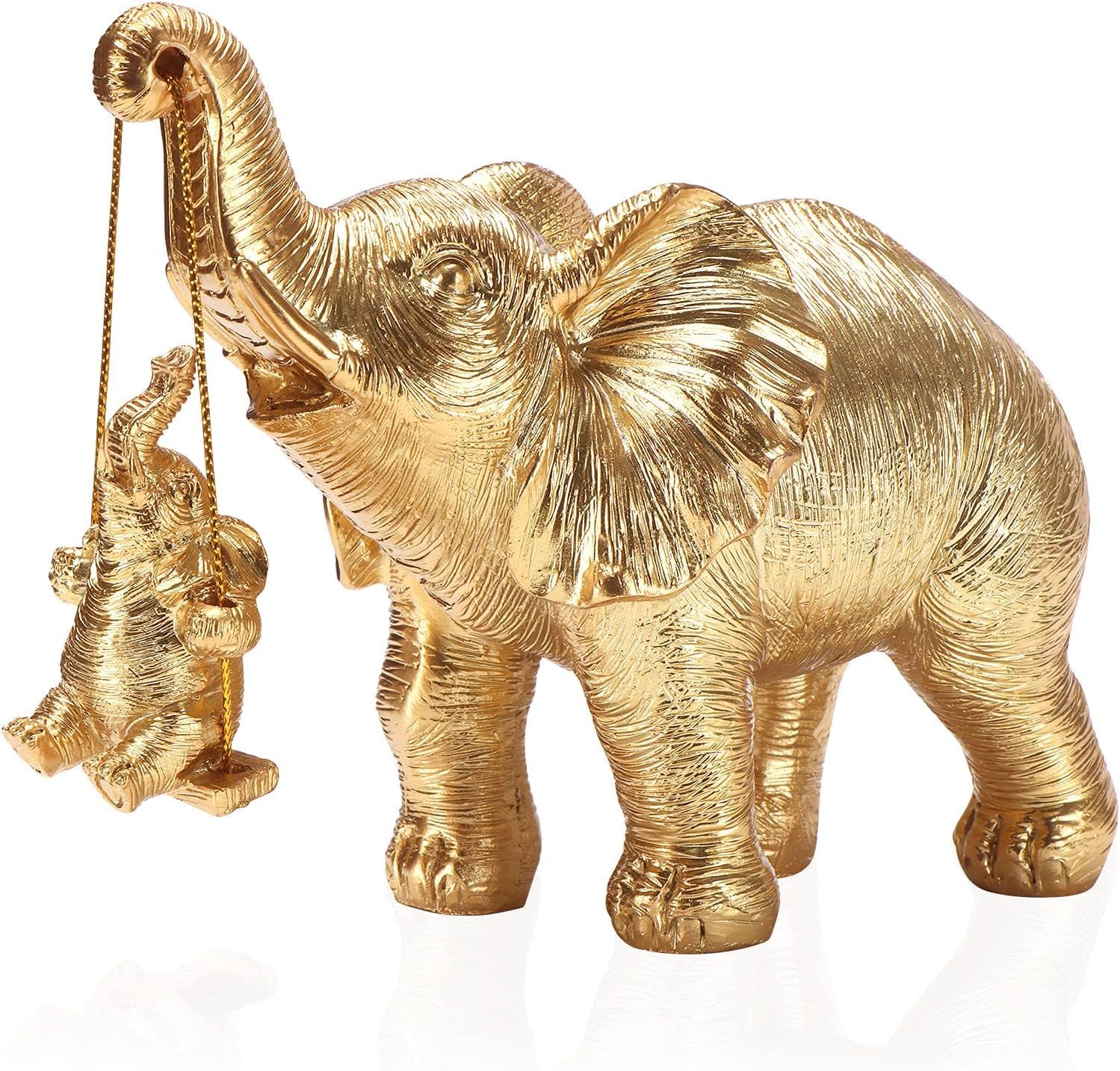 TOPSKY Elephant Home Decor Sculpture Statue, Modern Home Decor Accents, Elephant Figurine, Resin Statue Art Gifts for Home, Bedroom, Livingroom, Office(Gold)