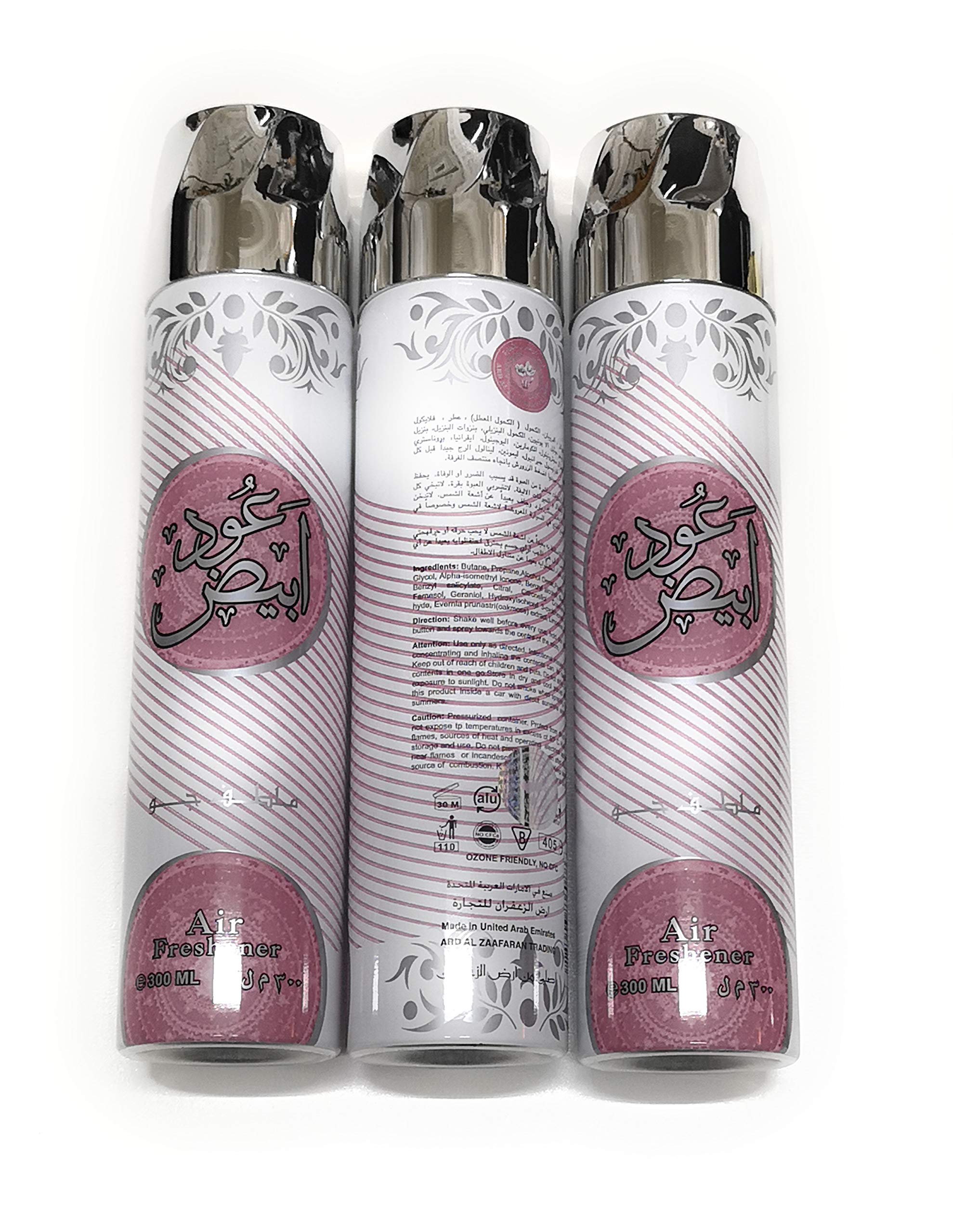 pack of 3 OUD ABIYEDH-WHITE OUD 300 ml aerosol air freshener