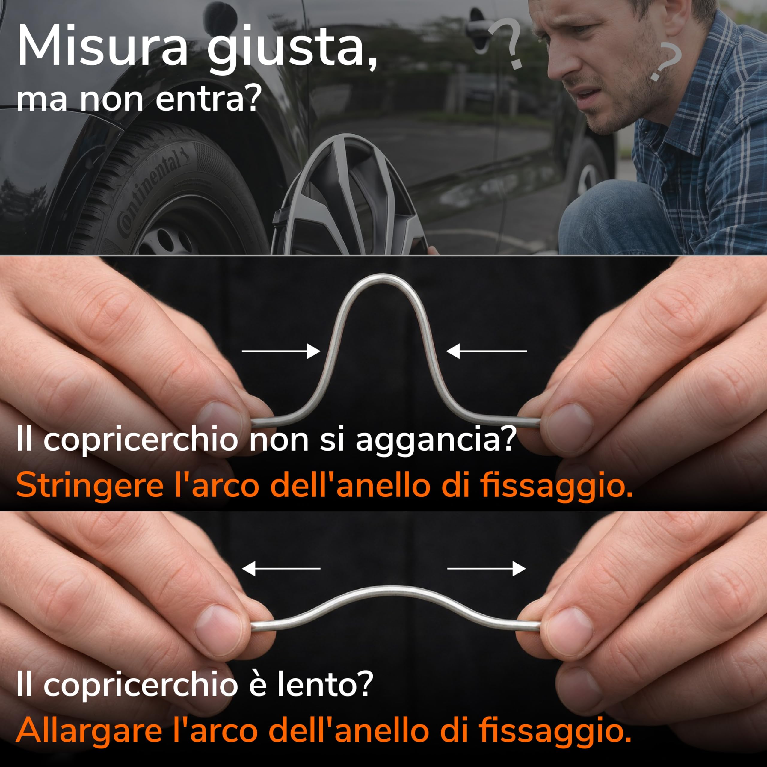 Upgrade4cars Copricerchi 15 Pollici Nero Argento Set di 4 | Coppe Ruota Universali per Cerchi in Acciaio | Borchie Robuste in Plastica ABS | Copriruota Auto R15