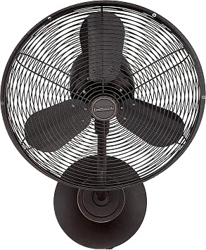 Craftmade - Bellows I 16 in. Indoor/Outdoor Oscillating Bronze Wall Mount Fan, 3-Speed Wall Control Included, Hardwired Use Only