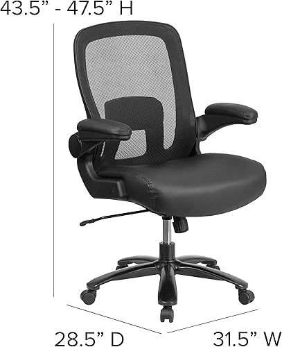 Miniatura 21 de Flash Furniture Silla giratoria grande y alta para oficina y juegos con soporte lumbar y espalda, silla de oficina ergonómica de malla con Tela