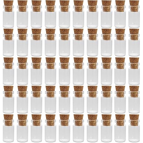Mini Tiny Clear Glass Jars Bottles with Cork Stoppers