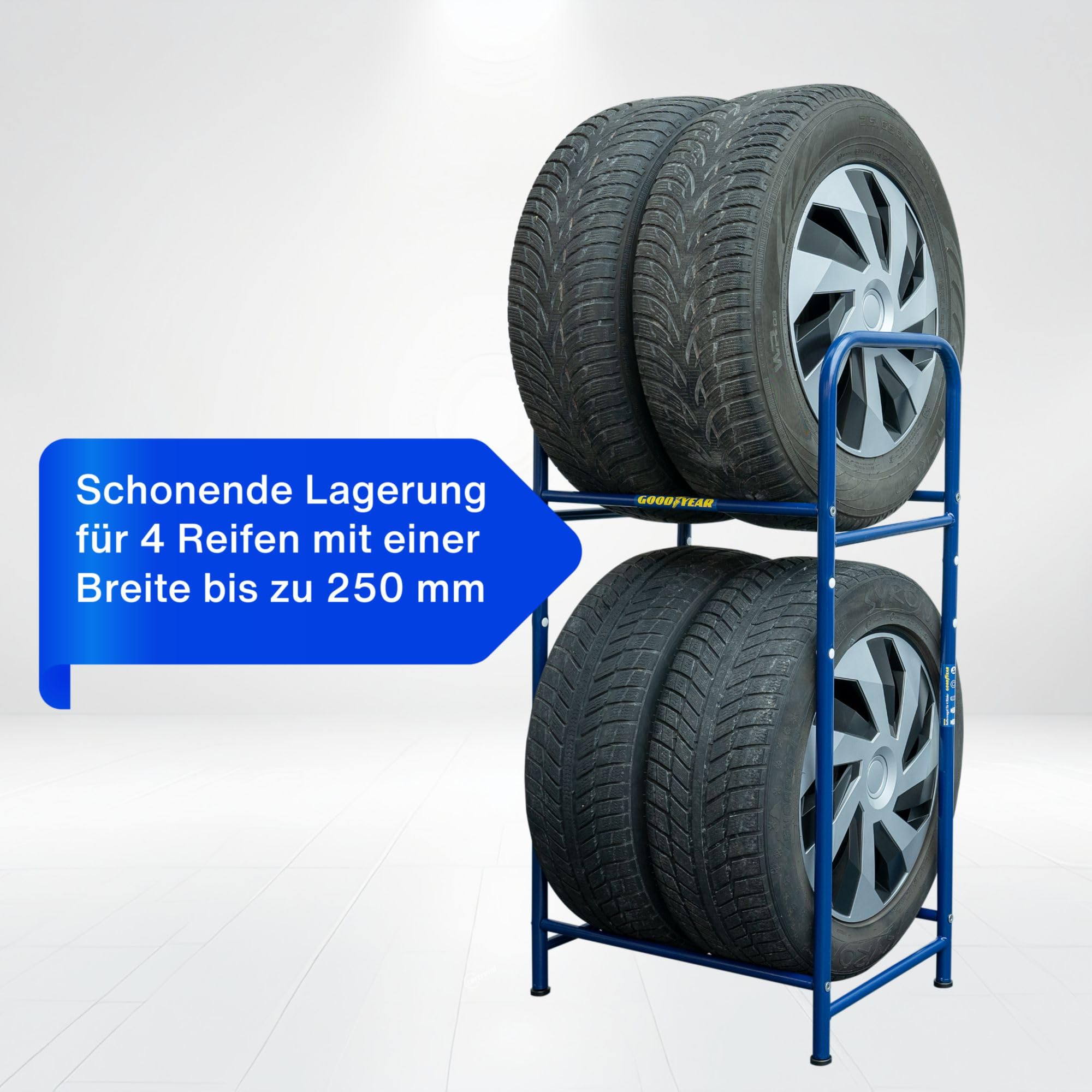 Goodyear 4 portautensili, salvaspazio, Altezza Regolabile, 2 Livelli, capacità di carico Fino a 120 kg, Blu