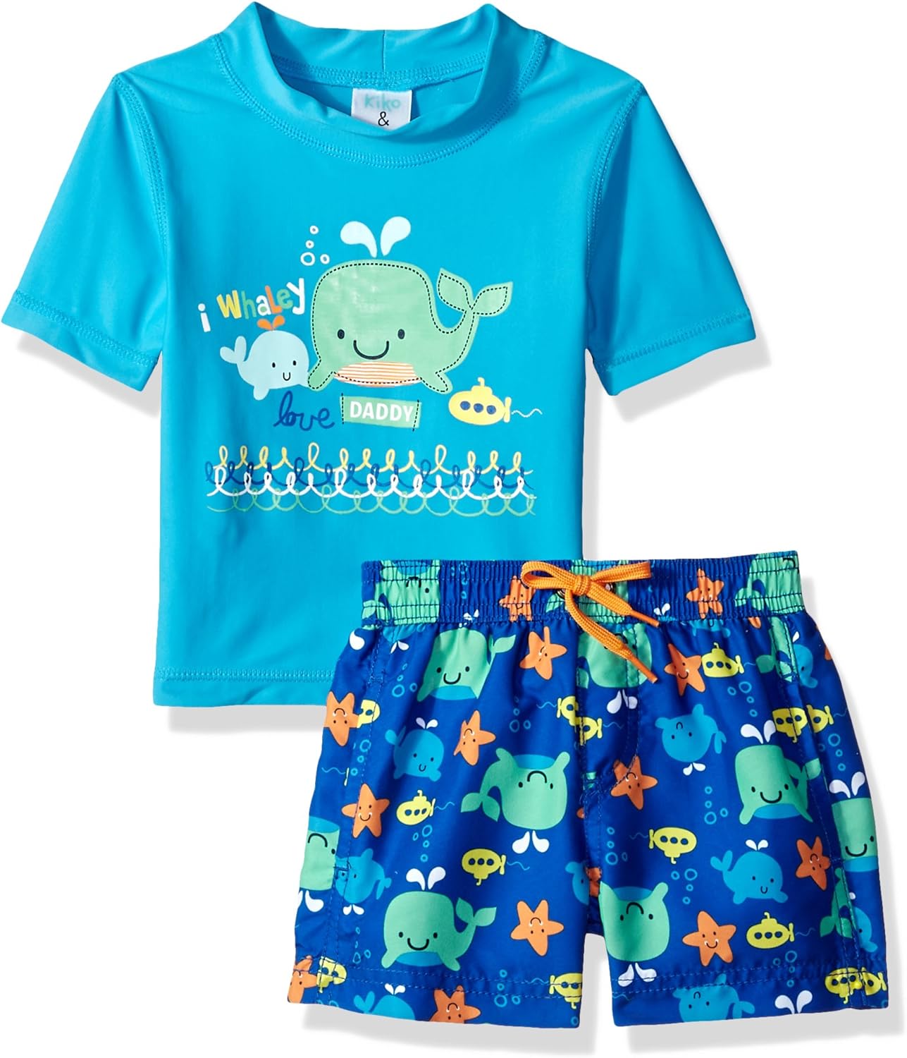 KIKO & MAX Boys' Swimsuit Set with Short Sleeve Rashguard Swim Shirt