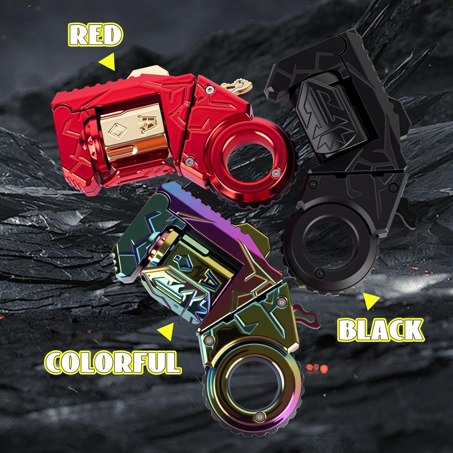 Metal Fidget Toys Gun for Adults - Alloy Fidget Gun Cool Fidget Spinner Gun Slider Dual Form Transformable Stress Relief EDC Desk Toy (Red)