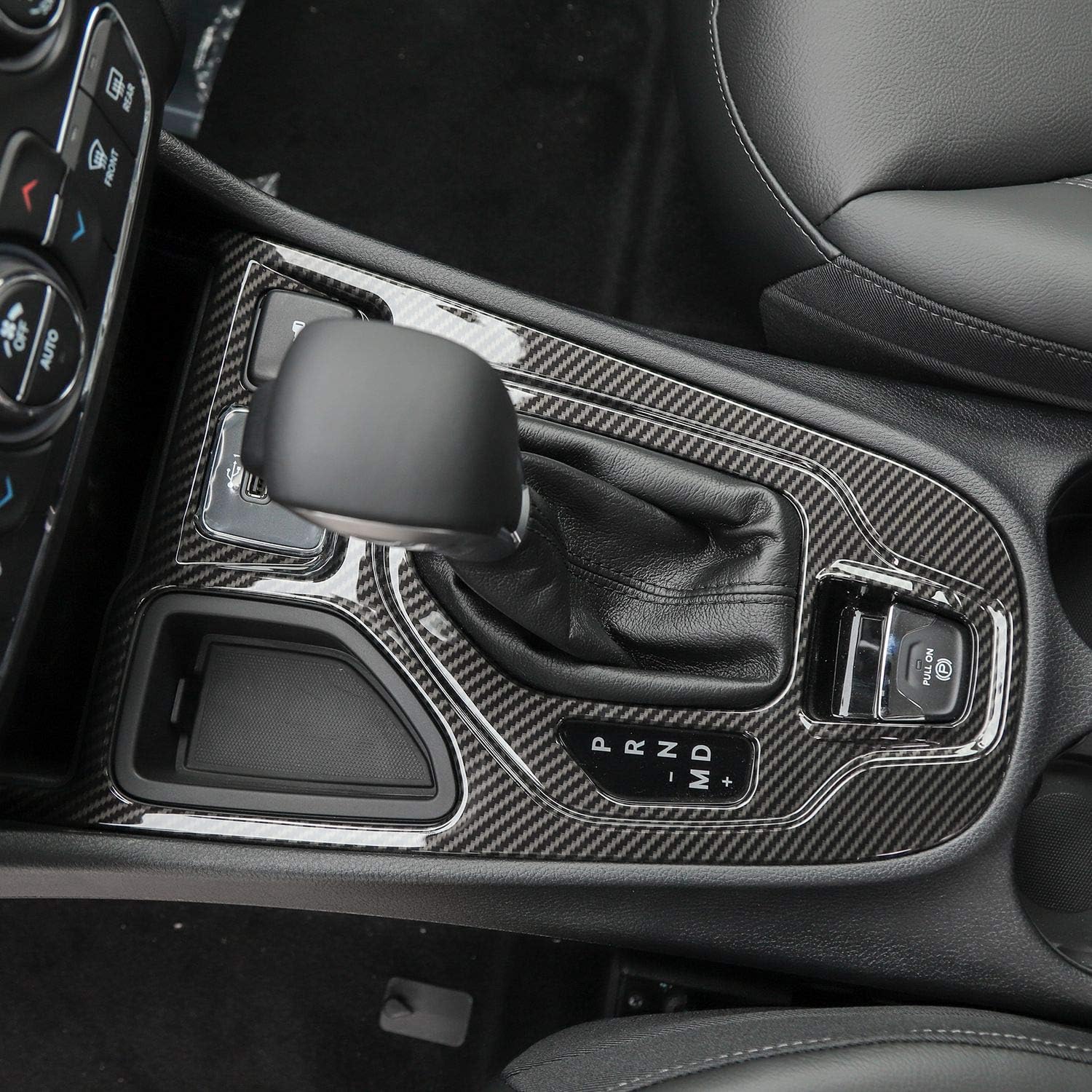 JeCar Carbon Fiber Interior Gear Shift Panel Cover Trim Fit for Jeep Cherokee 2019 2020 2021 2022 Interior Accessories